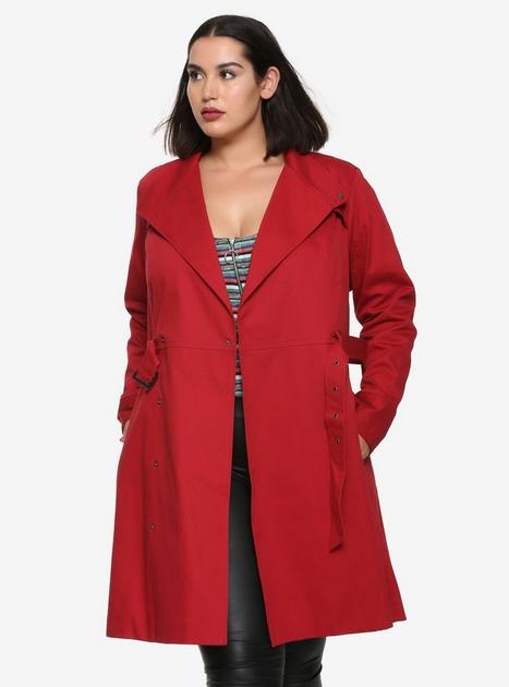 Plus size red trench coat hotsell