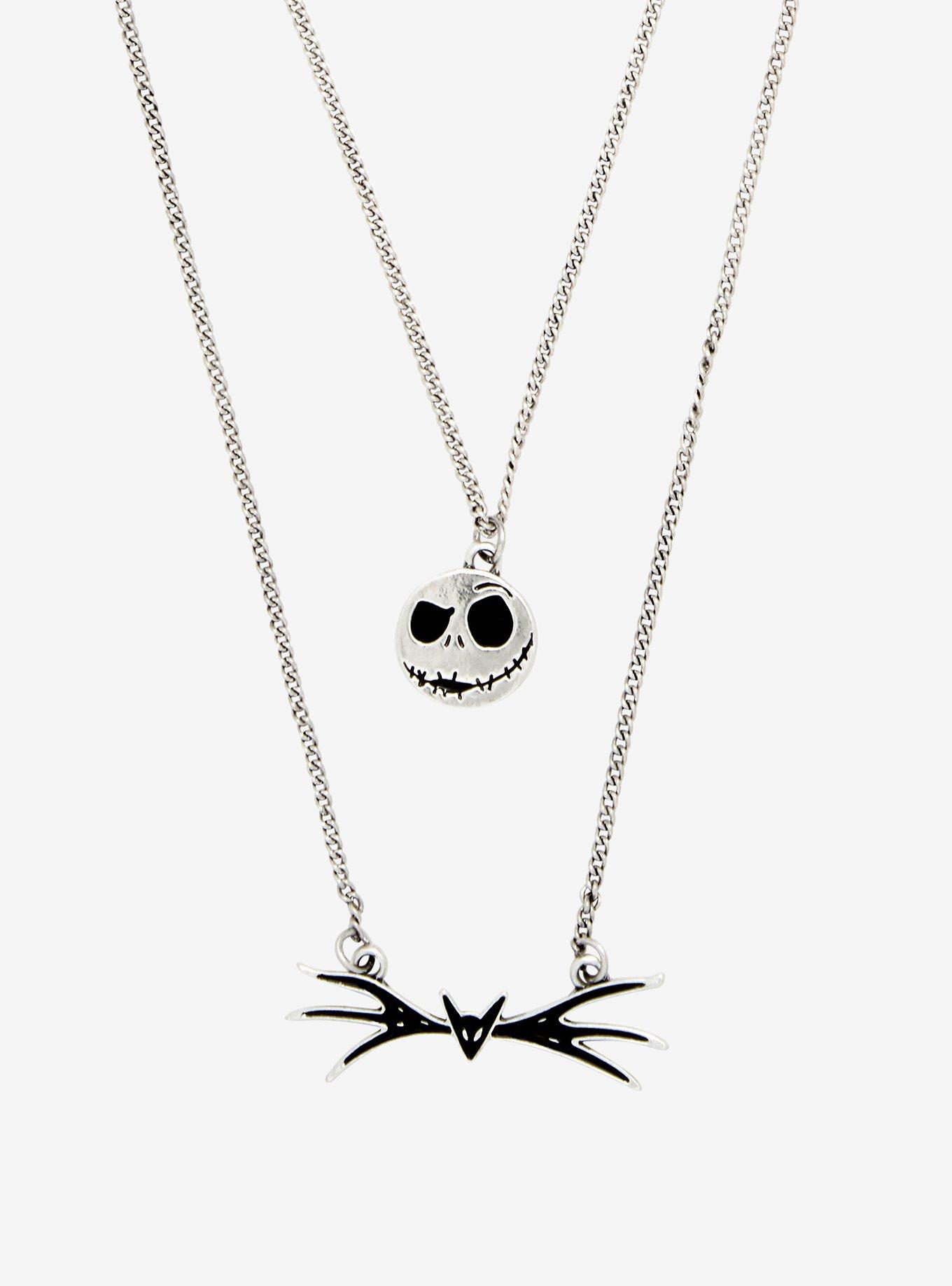 The Nightmare Before Christmas Jack's Head & Bat Bow Layered Necklace, , hi-res