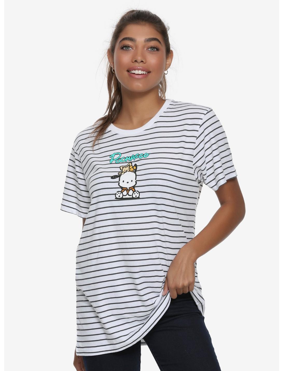 Sanrio Pochacco Striped Womens Tee - BoxLunch Exclusive, NATURAL, hi-res