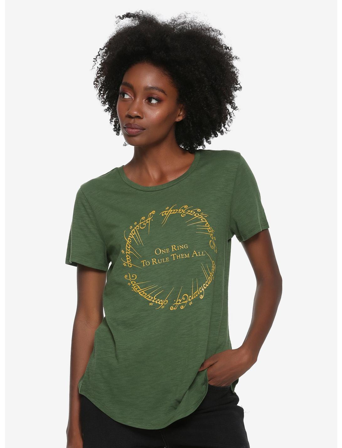 Lord Of The Rings One Ring Womens T-Shirt - BoxLunch Exclusive, OLIVE, hi-res