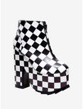 Y.R.U. Nightmare Checkered Platform Heels, BLACK WHITE CHECKER, hi-res