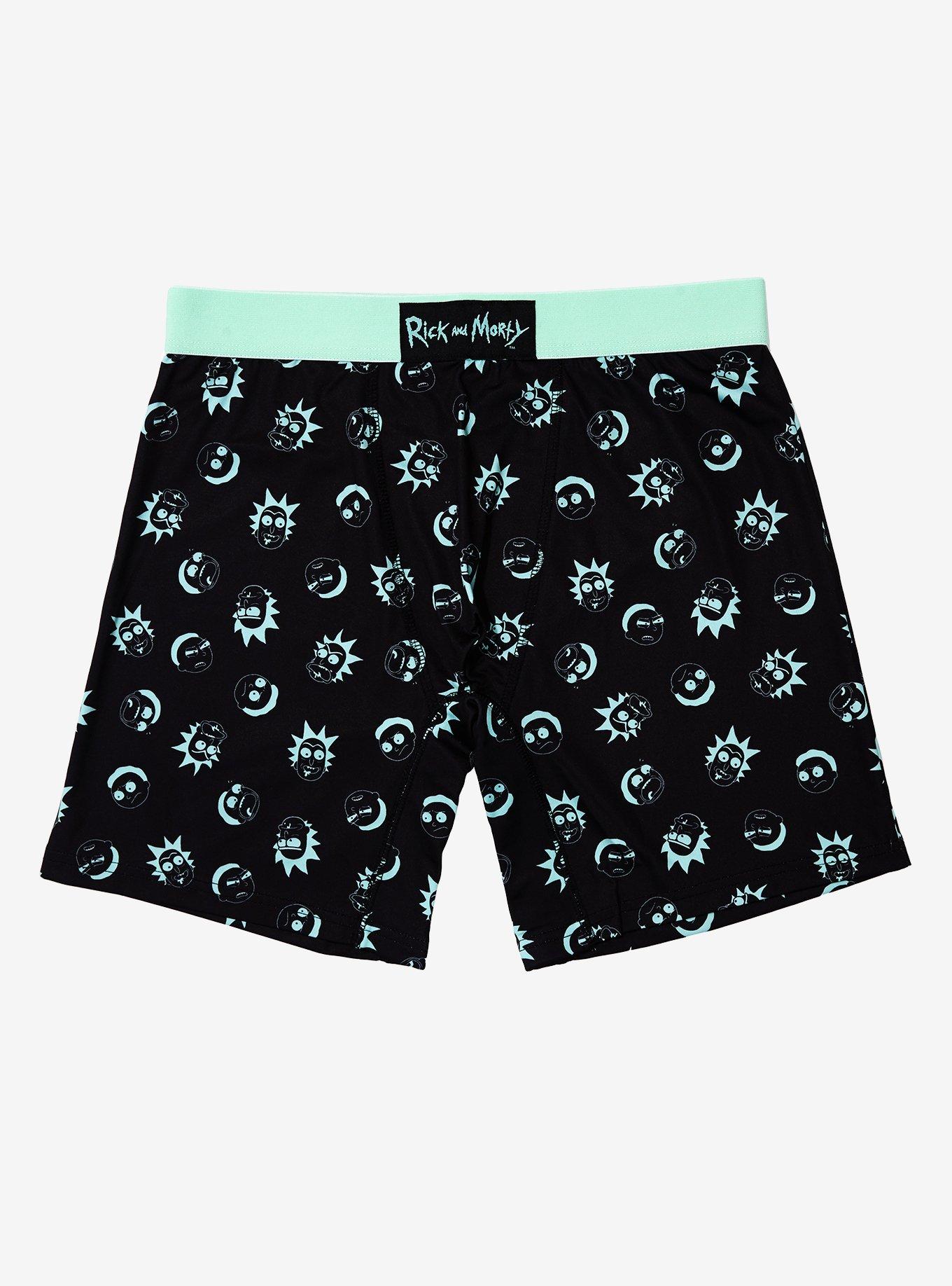 Rick & Morty Aqua Boxer Briefs - BoxLunch Exclusive, BLACK, hi-res