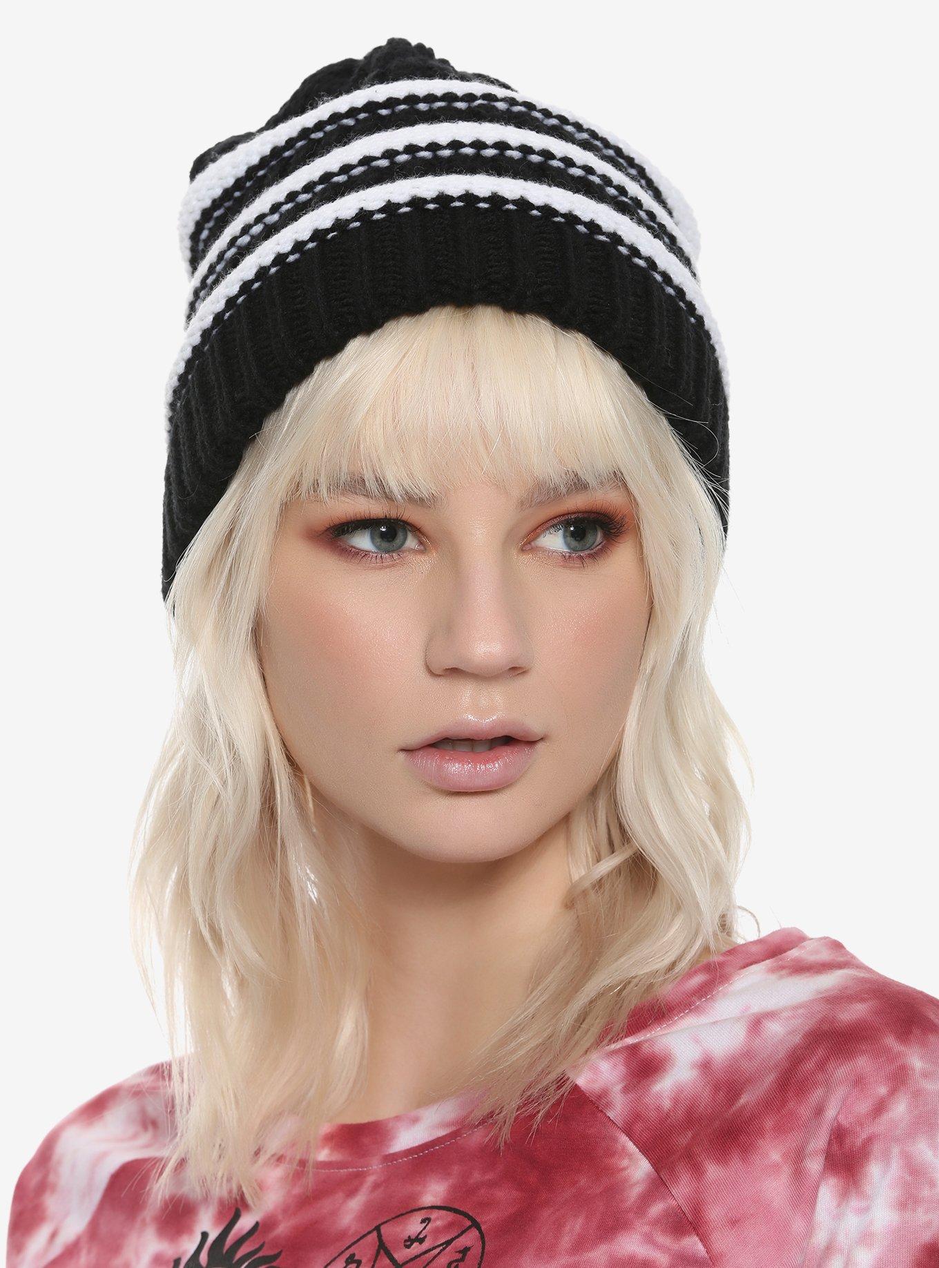 Stripe Knit Chunky Slouch Beanie, , hi-res
