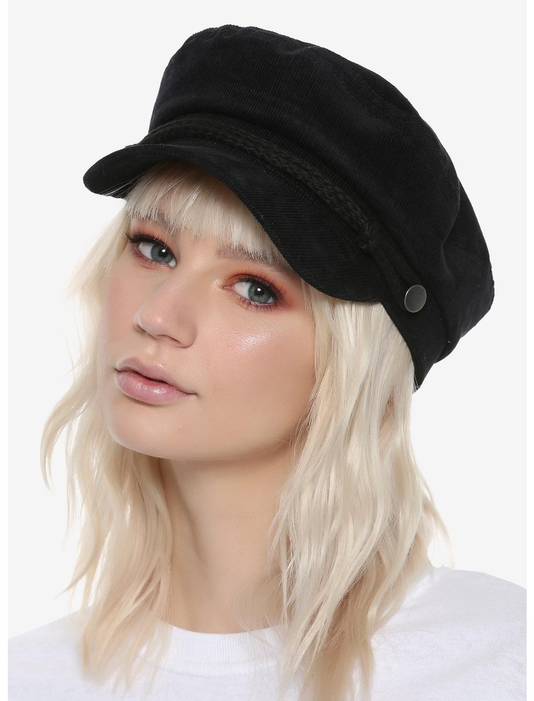 Black Corduroy Fiddler Hat, , hi-res
