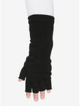 Black Extended Cuff Fingerless Gloves, , hi-res