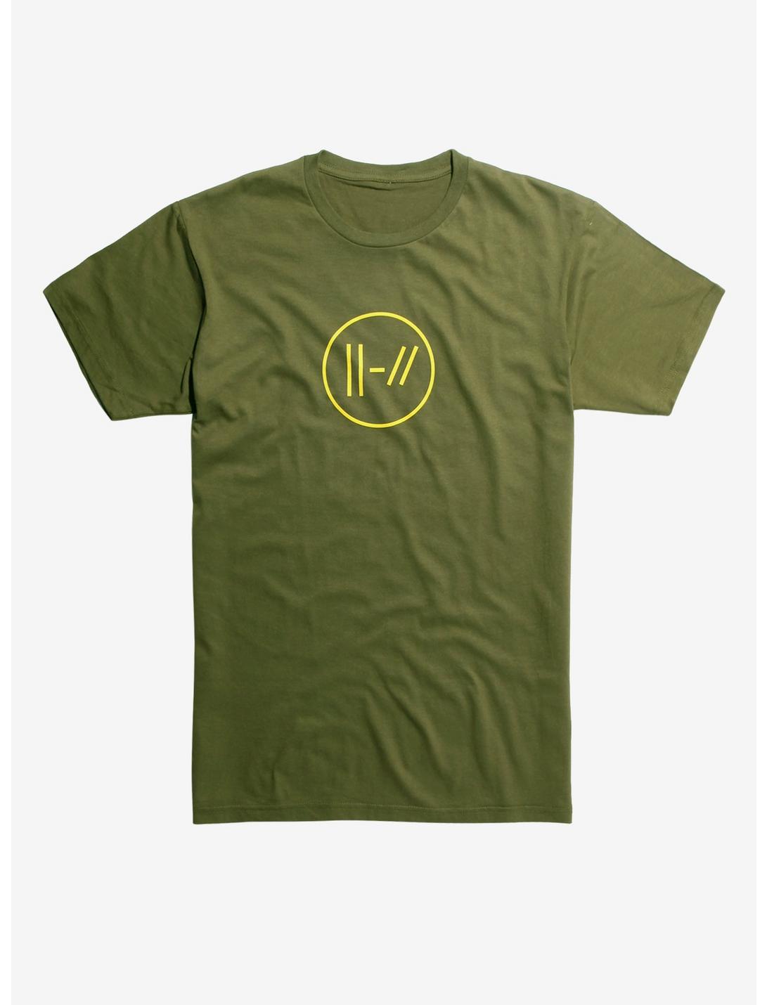 Twenty One Pilots Yellow Double Lines Logo T-Shirt Hot Topic Exclusive, OLIVE, hi-res