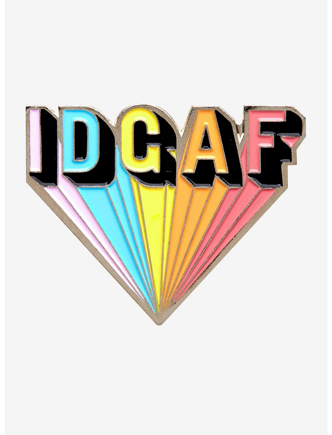 IDGAF Rainbow Enamel Pin, , hi-res