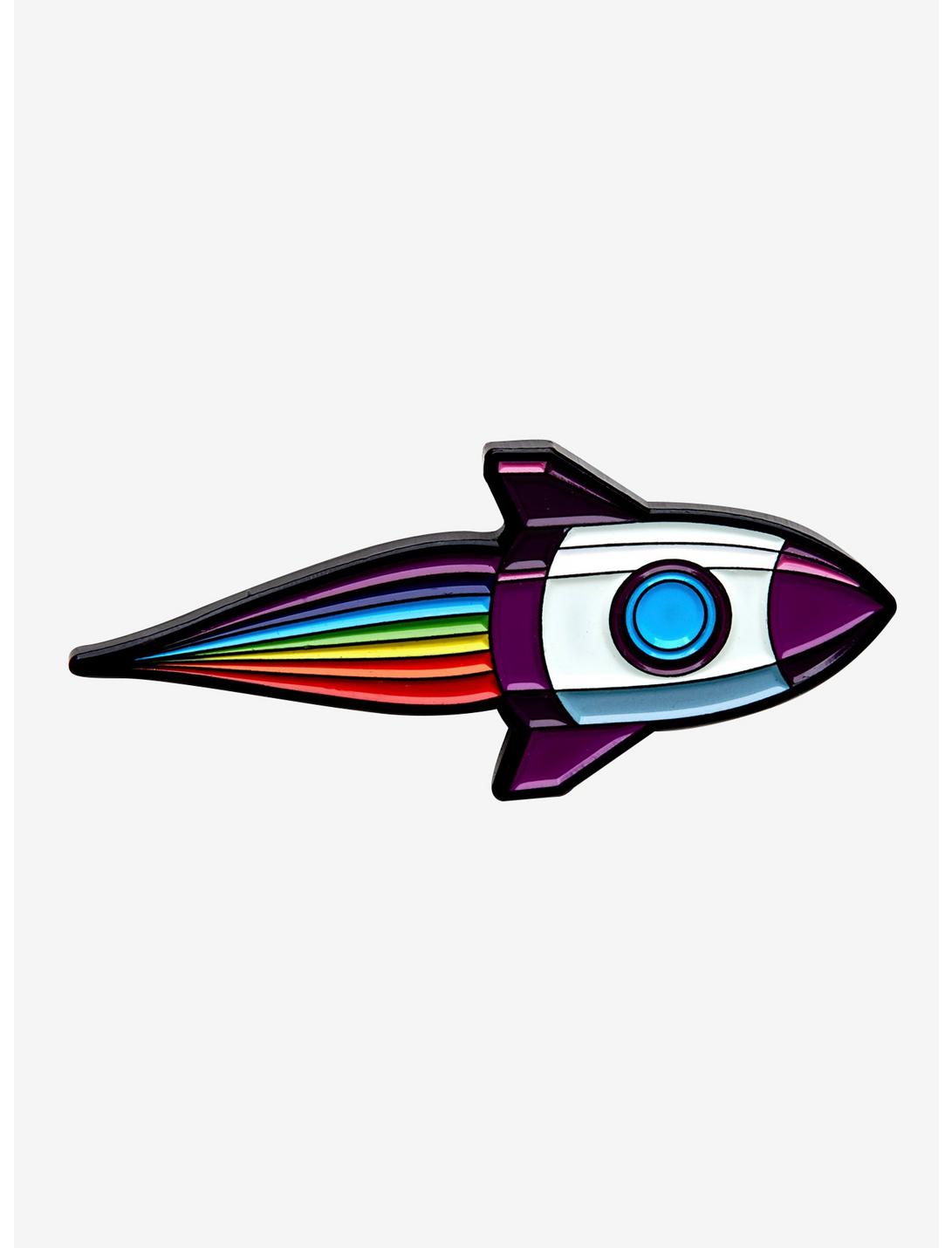 Rainbow Rocket Enamel Pin, , hi-res