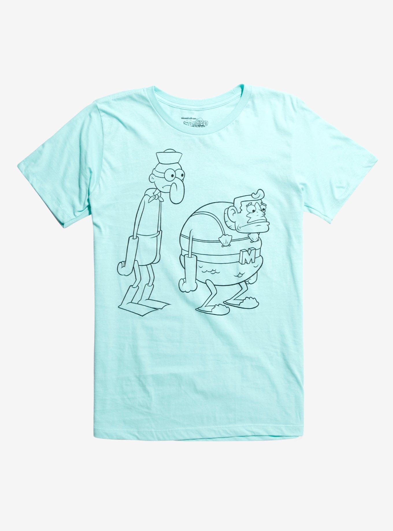 SpongeBob SquarePants Mermaid Man Line Drawing T-Shirt, AQUA, hi-res