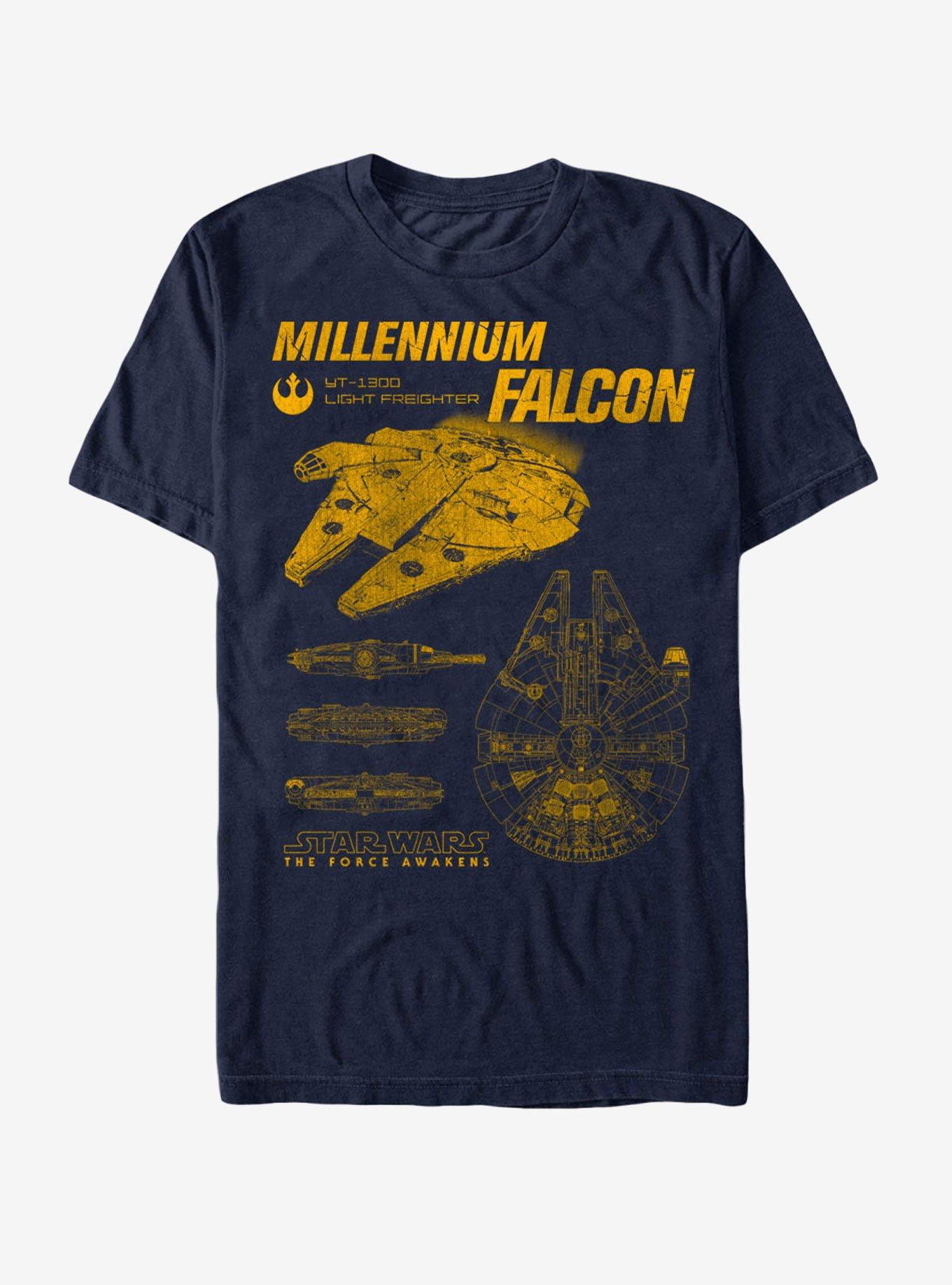 Star Wars: The Force Awakens Millennium Falcon Blueprints T-Shirt, , hi-res