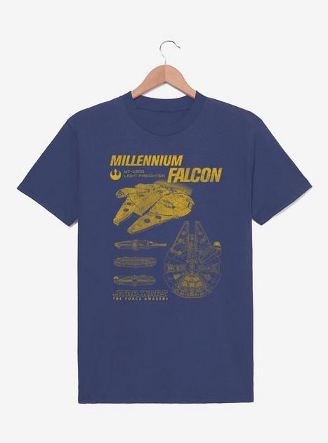 Star Wars: The Force Awakens Millennium Falcon Blueprints T-Shirt ...