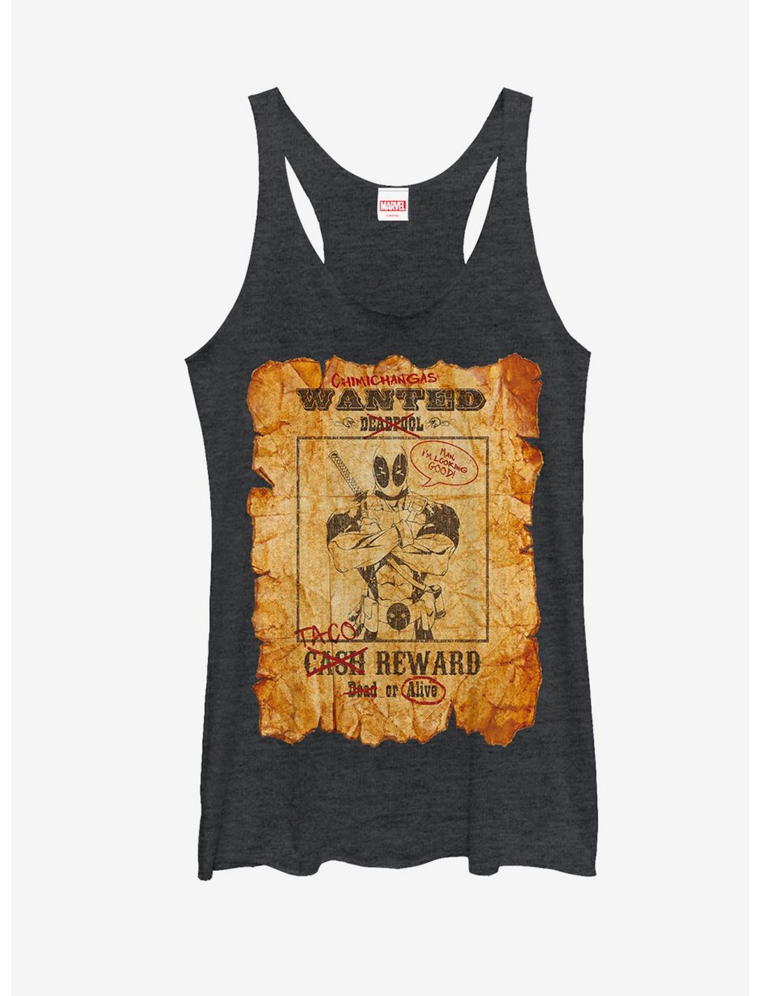 Marvel Deadpool Wanted Poster Womens Tank Top, BLK HTR, hi-res