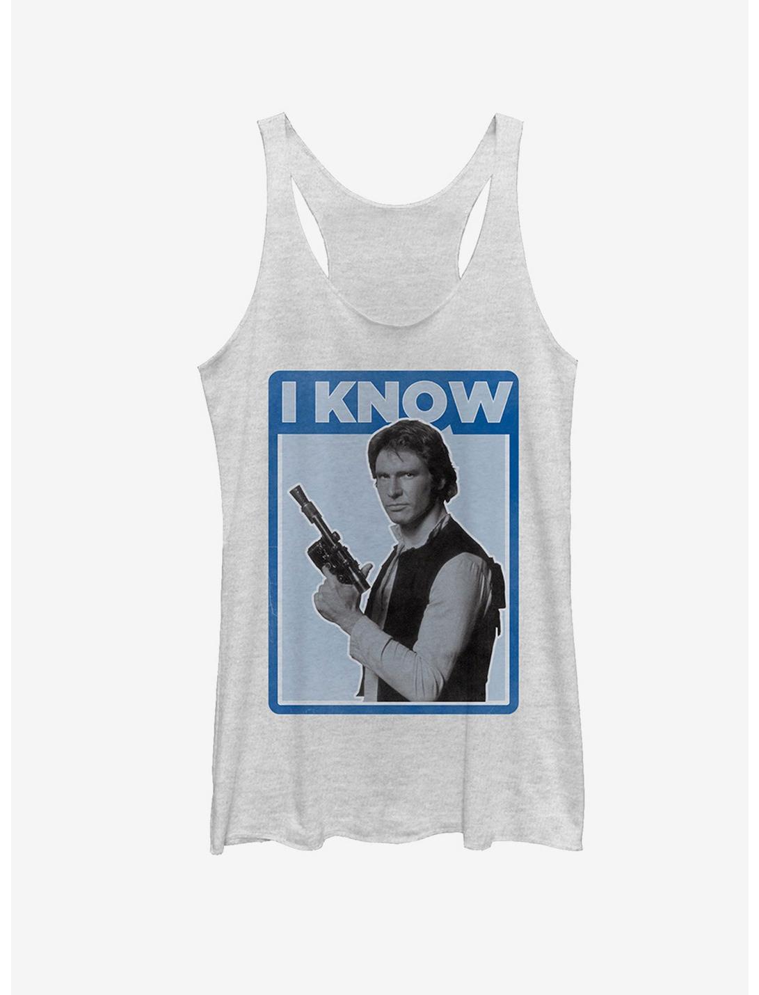 Star Wars Han Solo I Know Womens Tank Top, WHITE HTR, hi-res