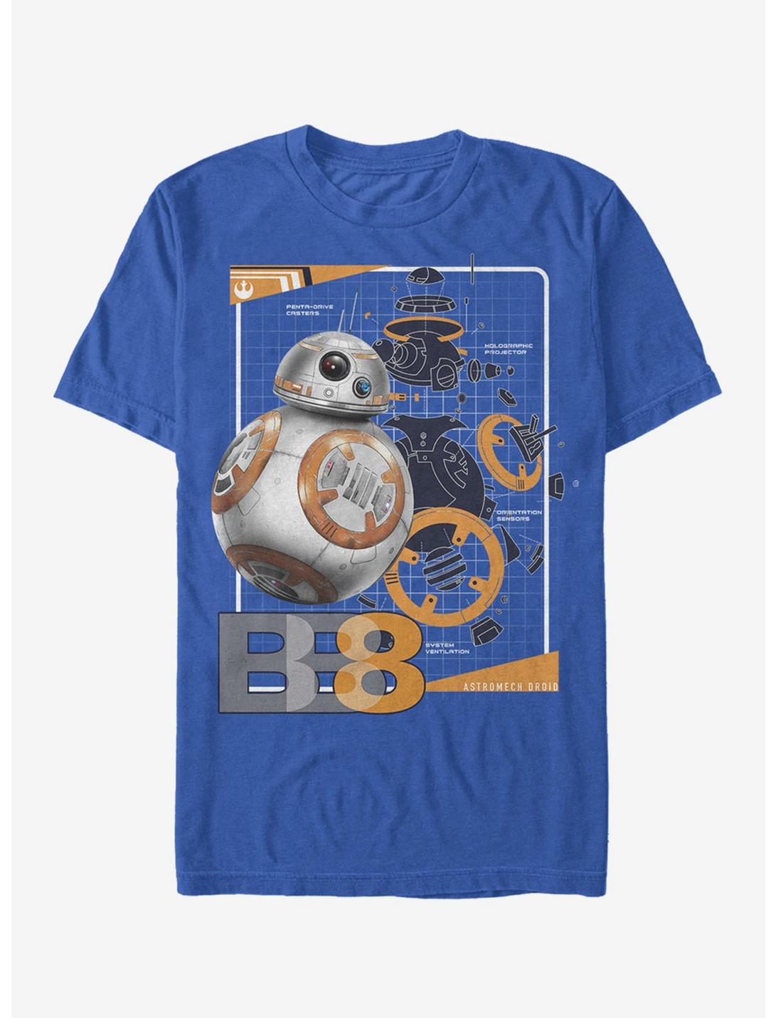 Star Wars BB-8 Schematics T-Shirt, ROYAL, hi-res