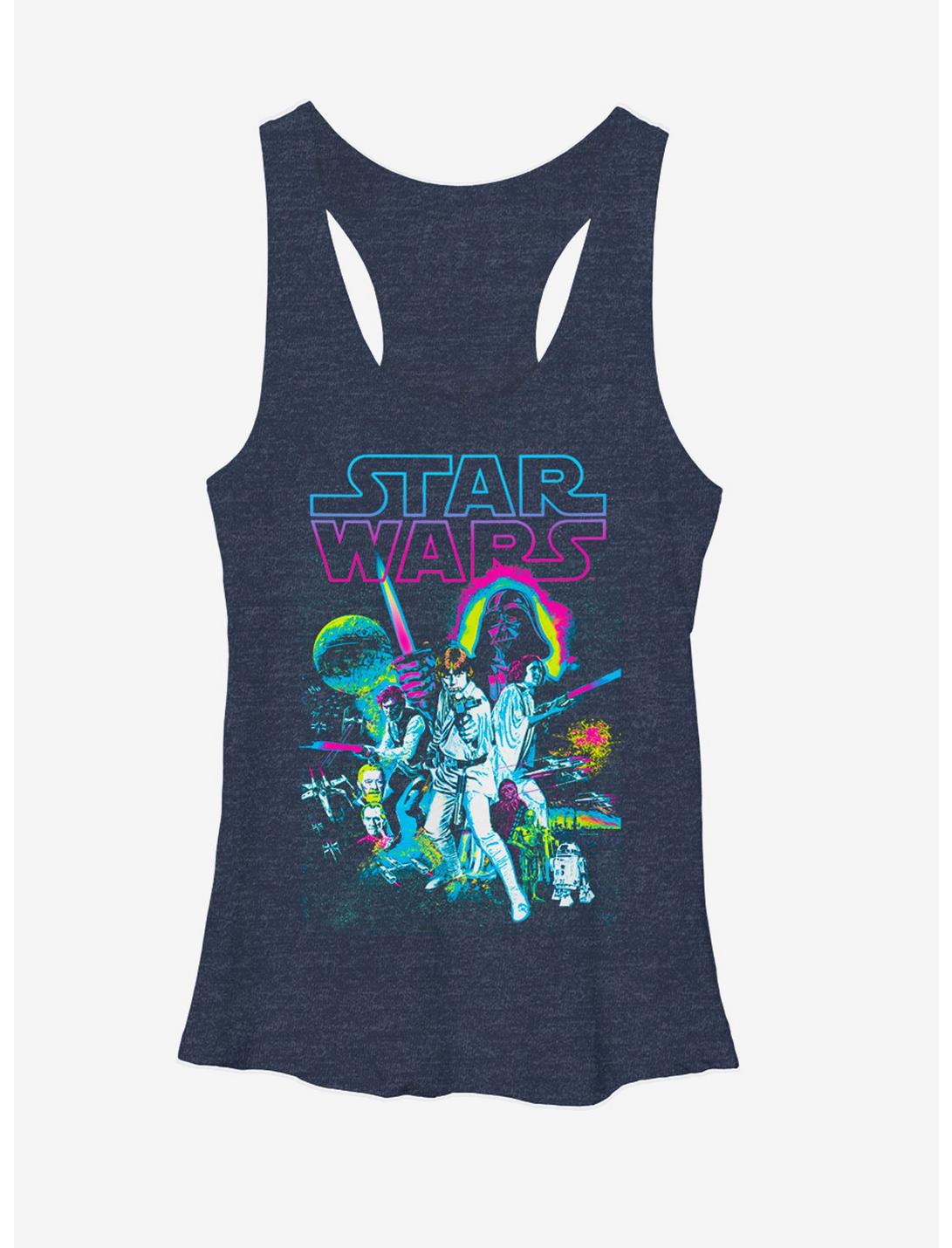Plus Size Star Wars A New Hope Neon Womens Tank Top, NAVY HTR, hi-res