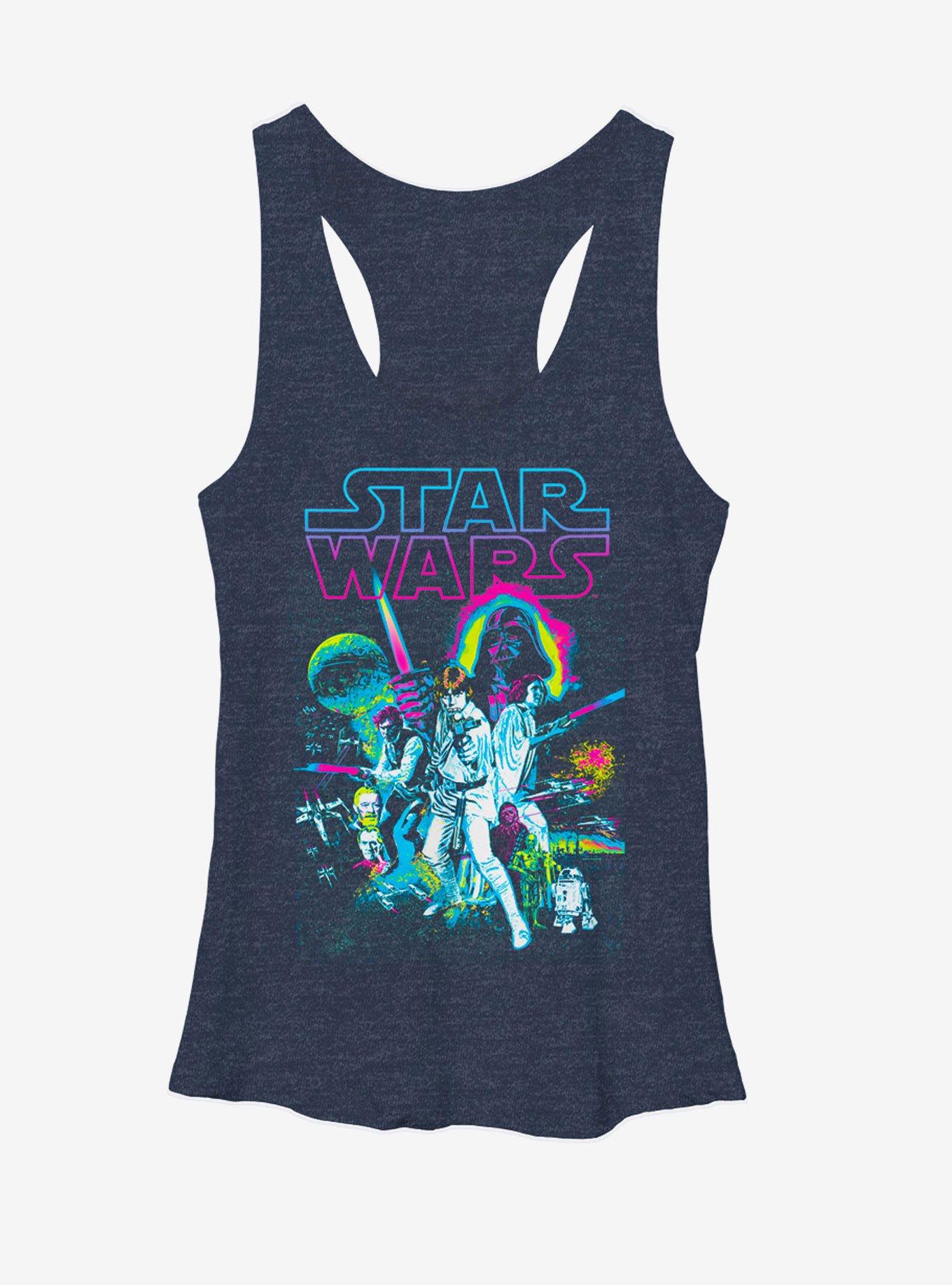 Star Wars A New Hope Neon Womens Tank Top, NAVY HTR, hi-res