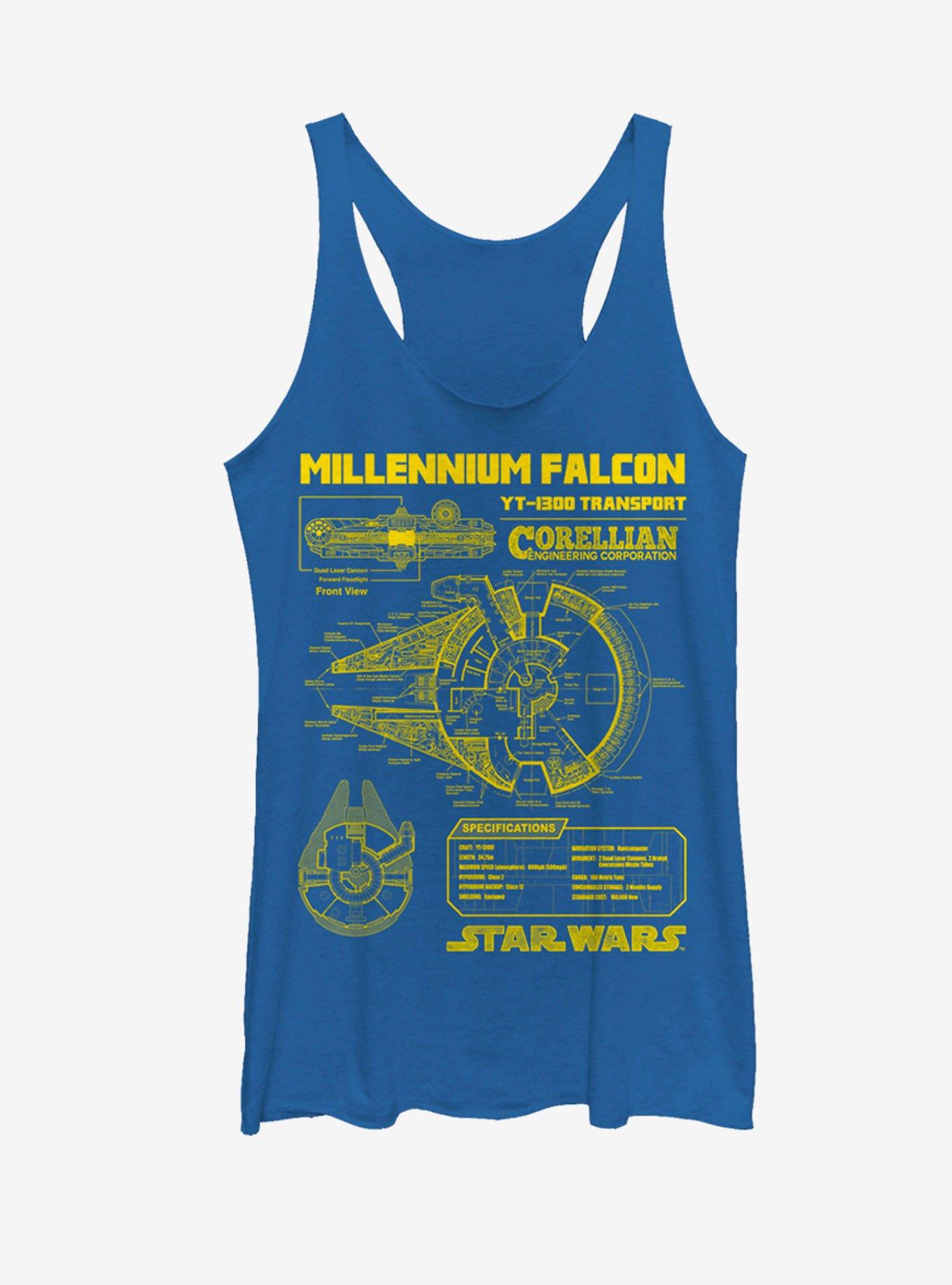 Star Wars Millennium Falcon Schematics Womens Tank Top, ROY HTR, hi-res