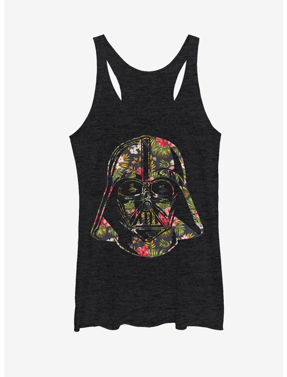 Star Wars Tropical Print Darth Vader Helmet Womens Tank Top, BLK HTR, hi-res