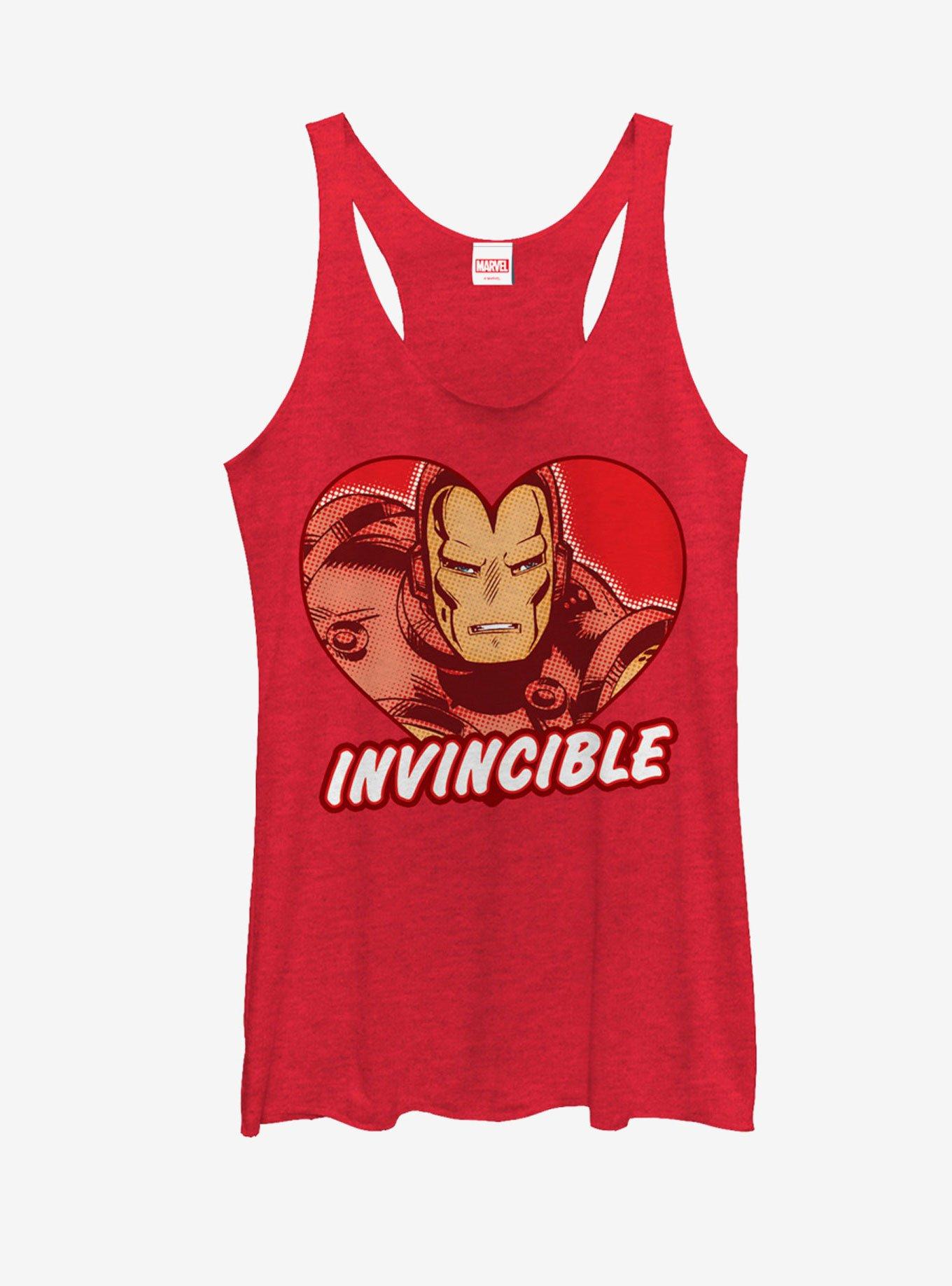 Marvel Iron Man Invincible Heart Womens Tank Top, RED HTR, hi-res