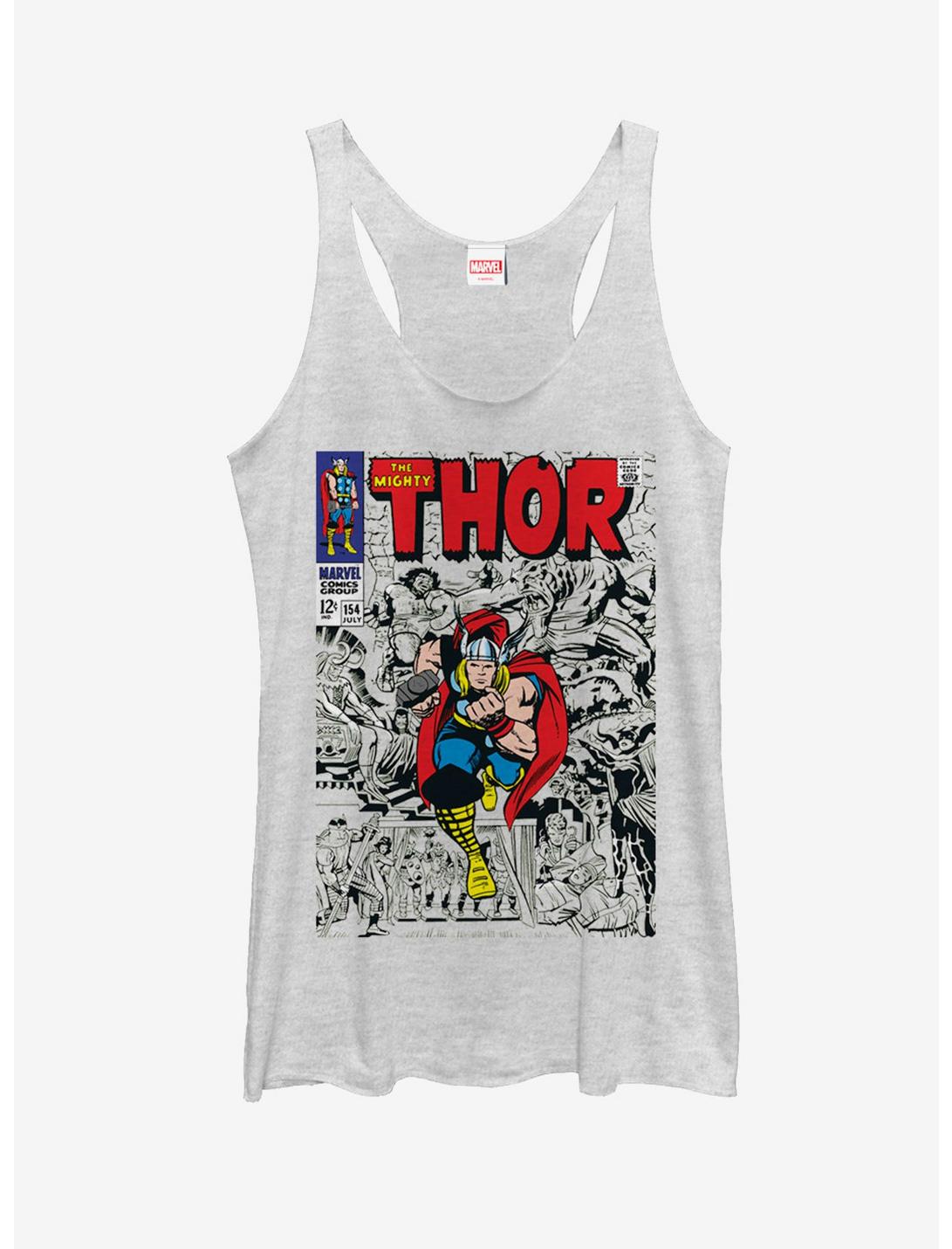 Marvel Mighty Thor Comic Book Cover Womens Tank Top, WHITE HTR, hi-res