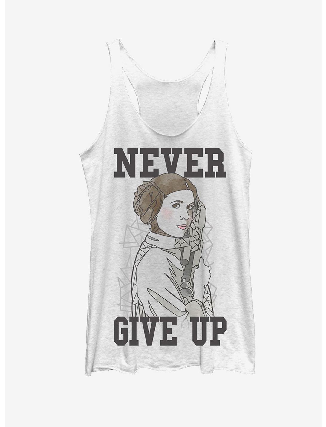 Star Wars Princess Leia Never Give Up Womens Tank Top, WHITE HTR, hi-res