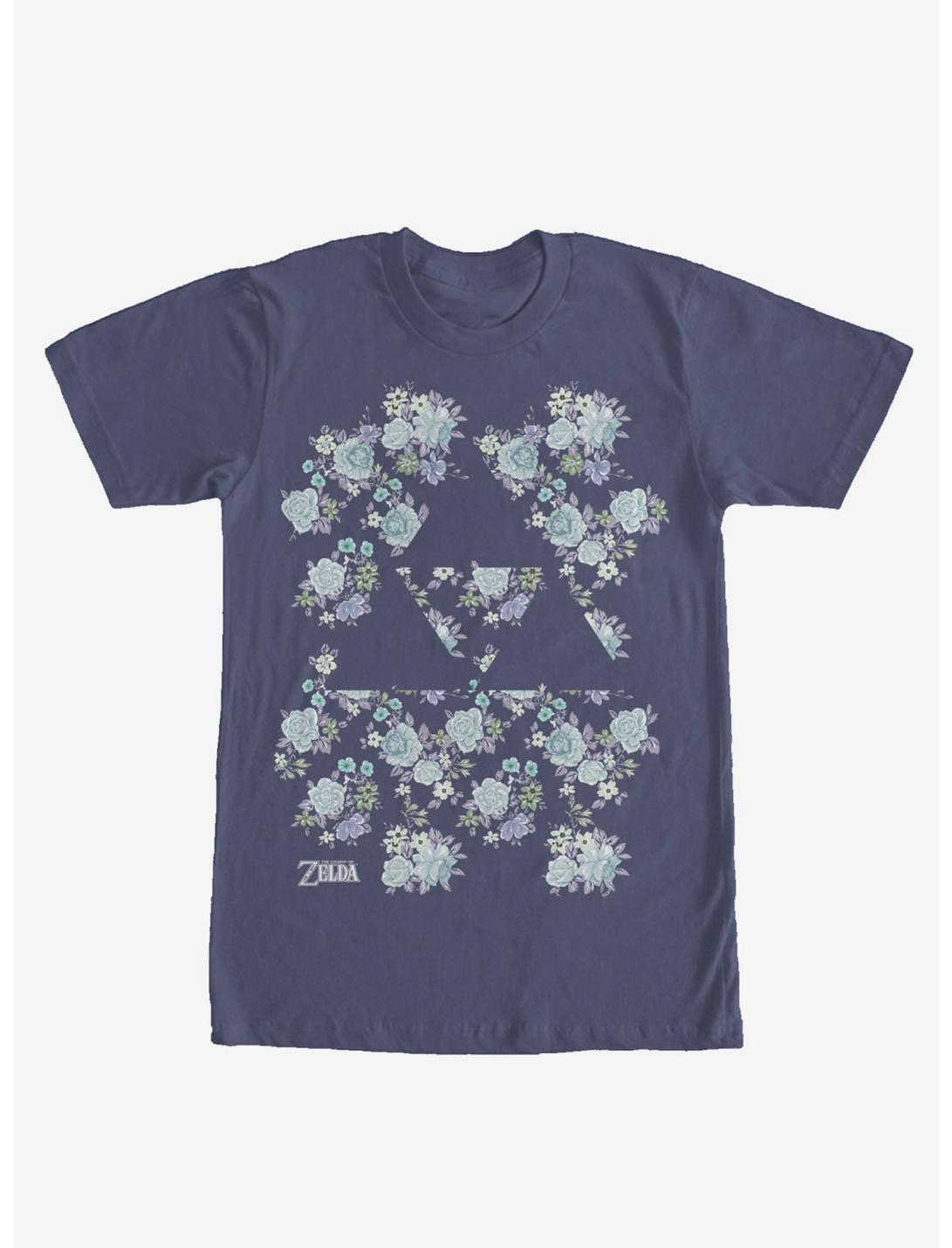 Nintendo The Legend of Zelda Floral Triforce T-Shirt, NAVY, hi-res