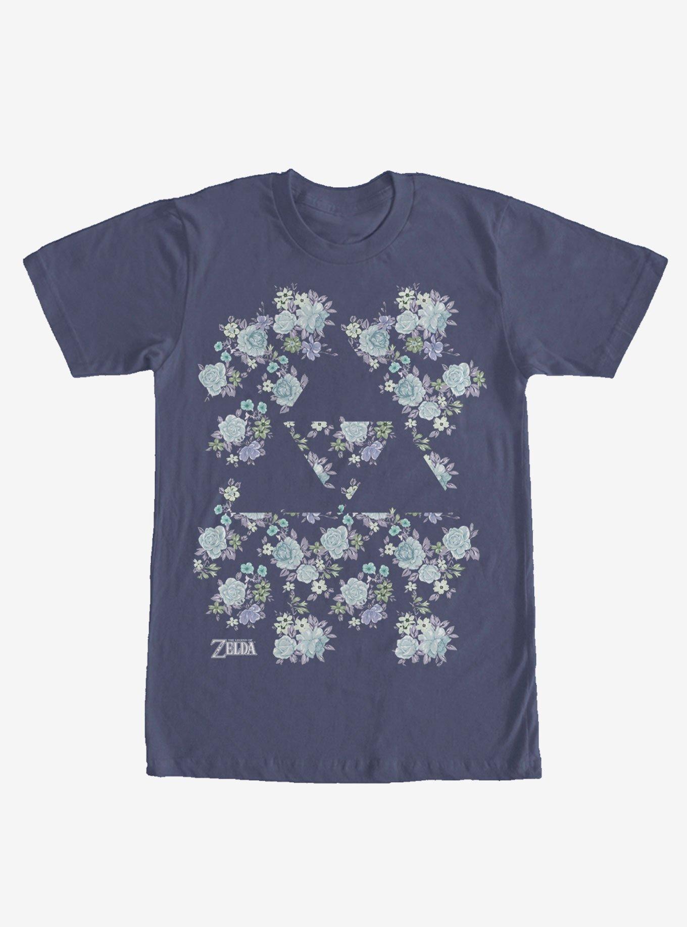 Nintendo The Legend of Zelda Floral Triforce T-Shirt, NAVY, hi-res