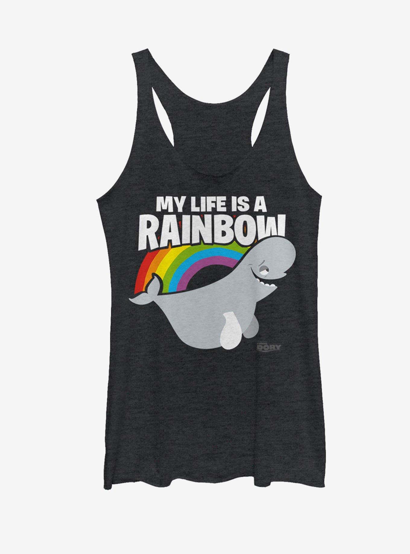 Disney Pixar Finding Dory Bailey Life is a Rainbow Womens Tank Top, BLK HTR, hi-res