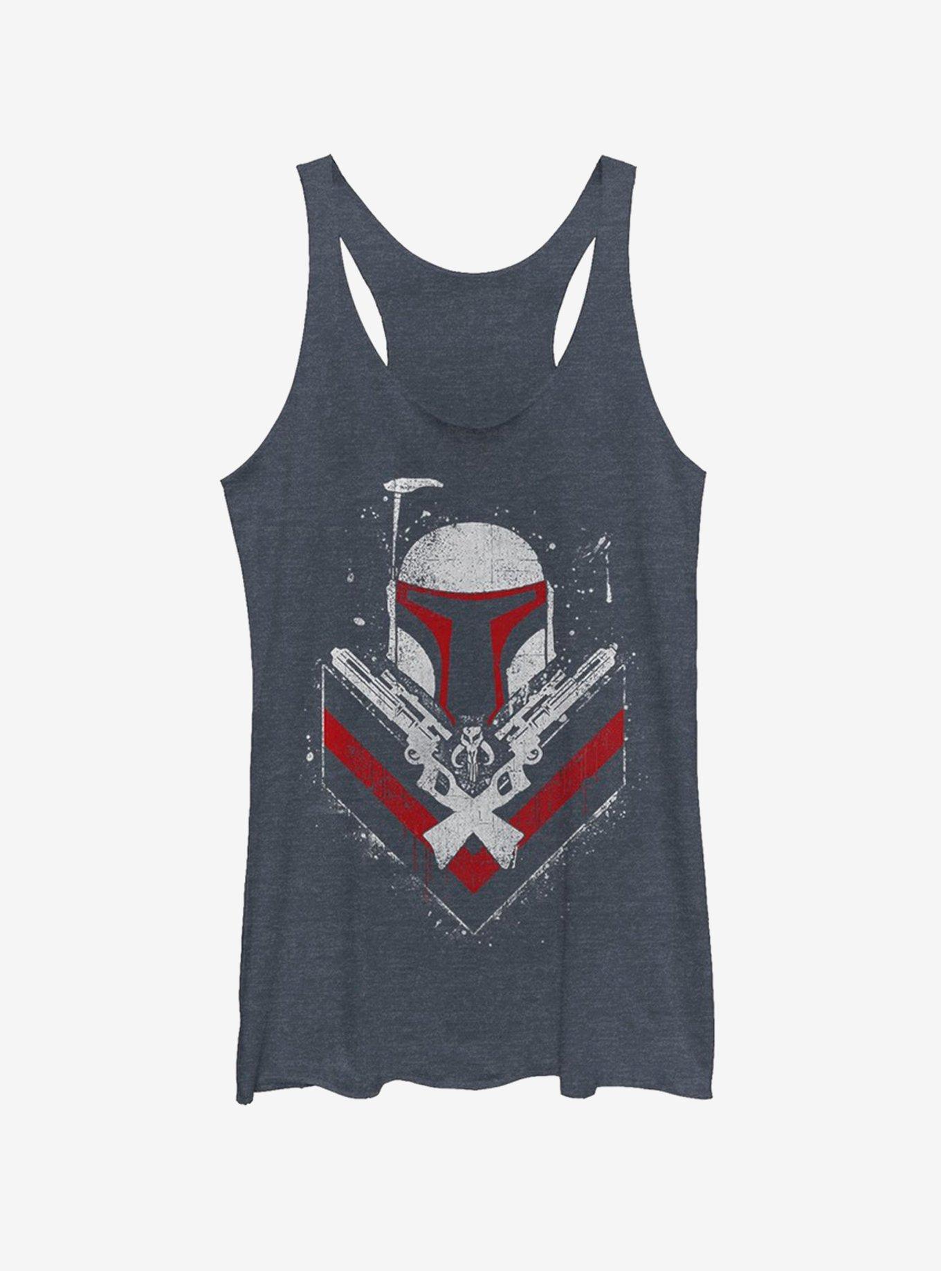 Star Wars Boba Fett No Threats Only Promises Womens Tank Top, NAVY HTR, hi-res