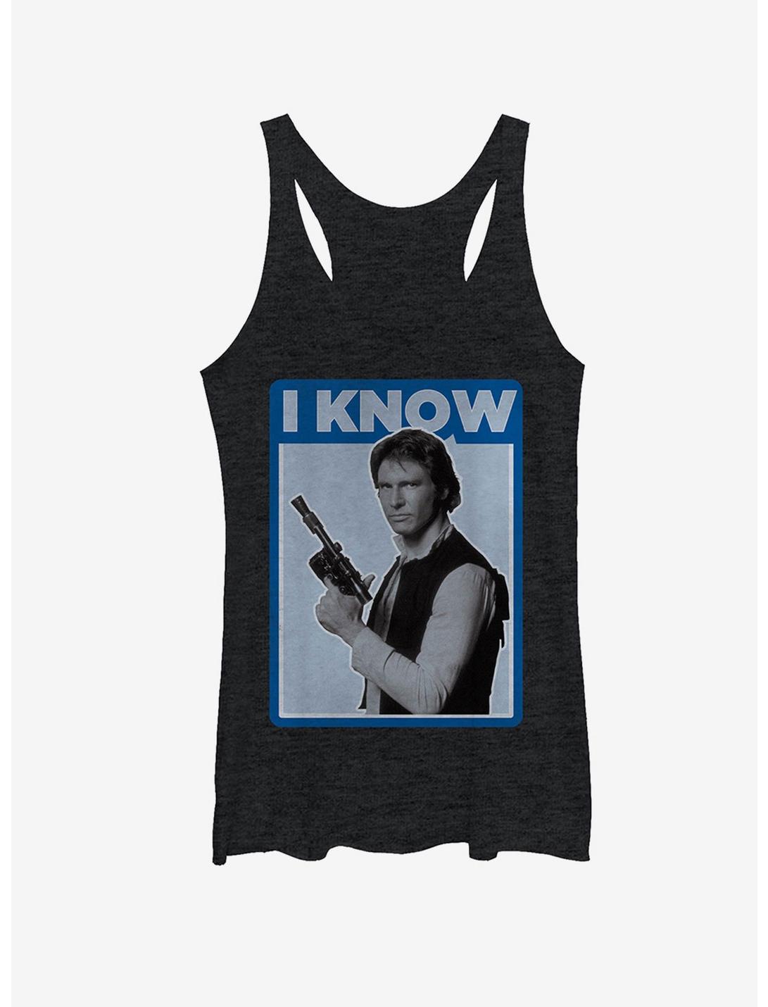 Star Wars Han Solo I Know Womens Tank Top, BLK HTR, hi-res