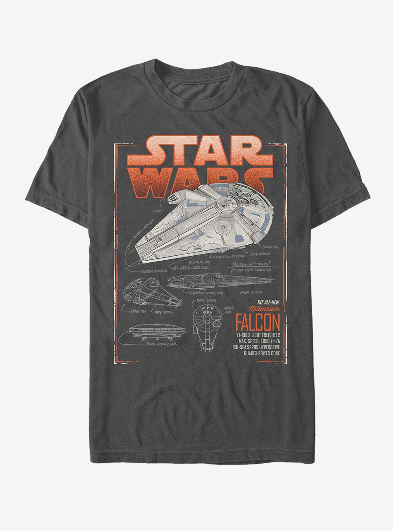 Star Wars Millennium Falcon Schematics T-Shirt, , hi-res