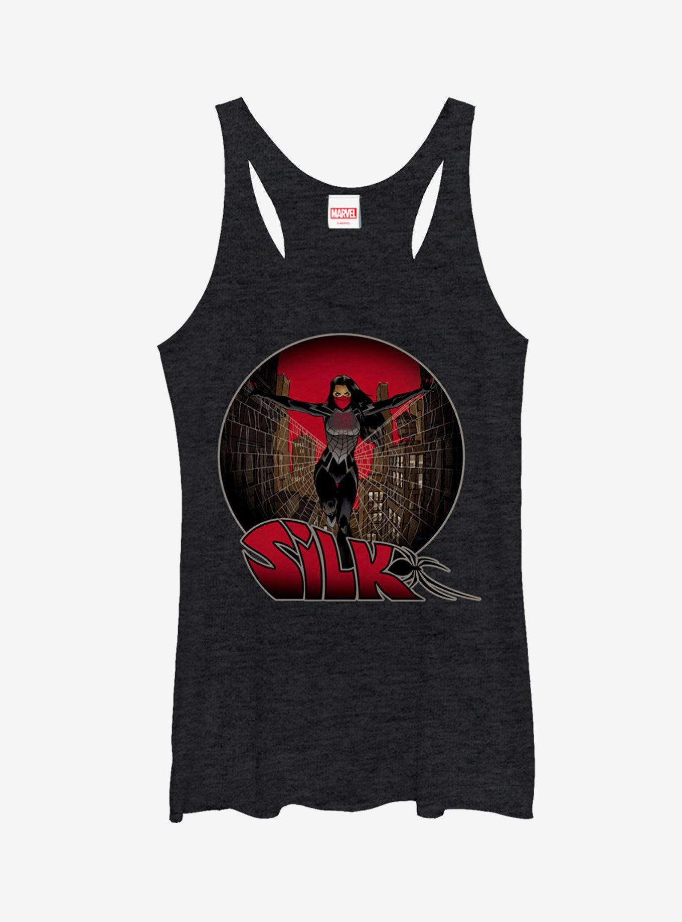 Marvel Silk Womens Tank Top, BLK HTR, hi-res