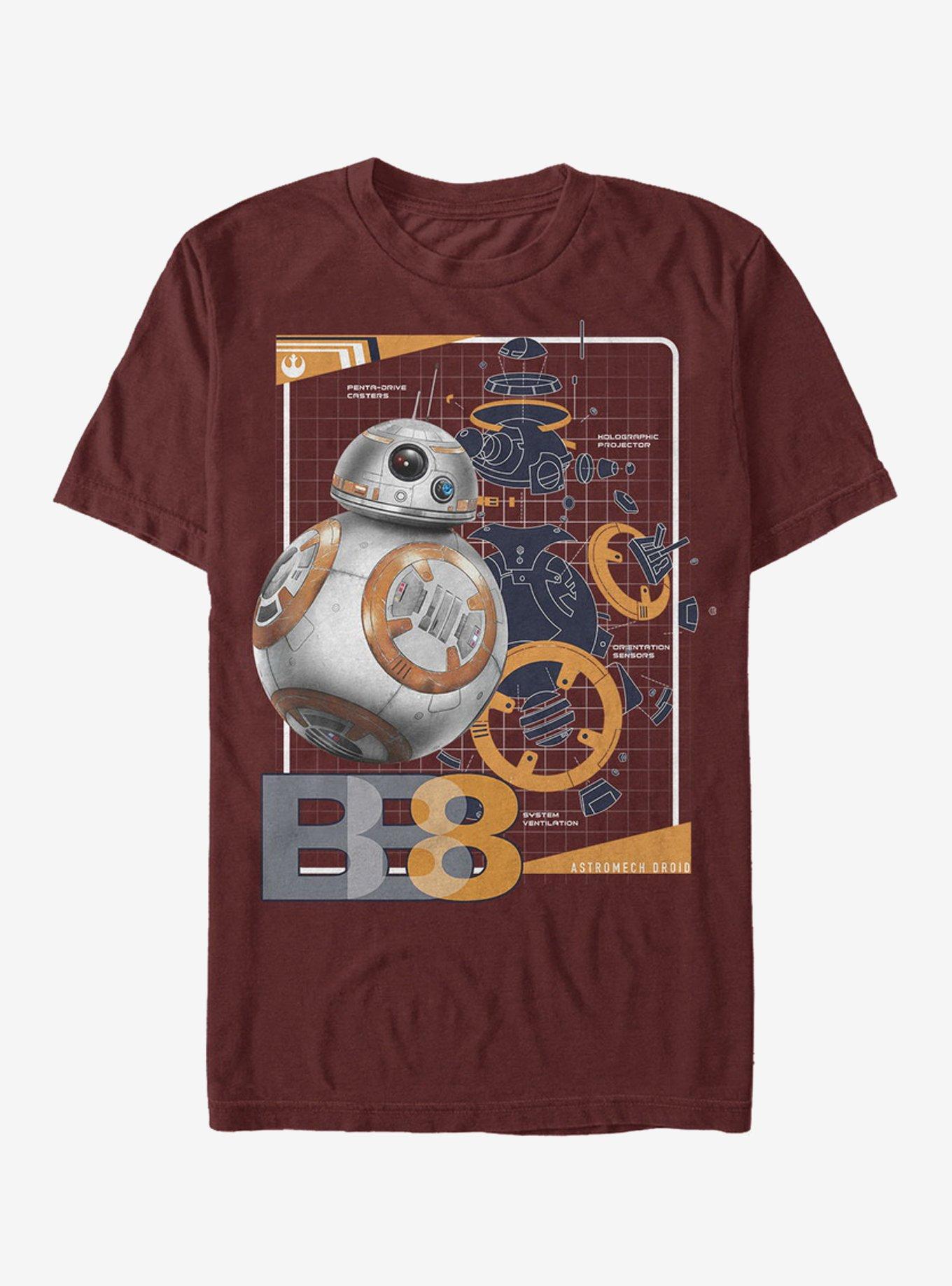 Star Wars BB-8 Schematics T-Shirt, CARDINAL, hi-res