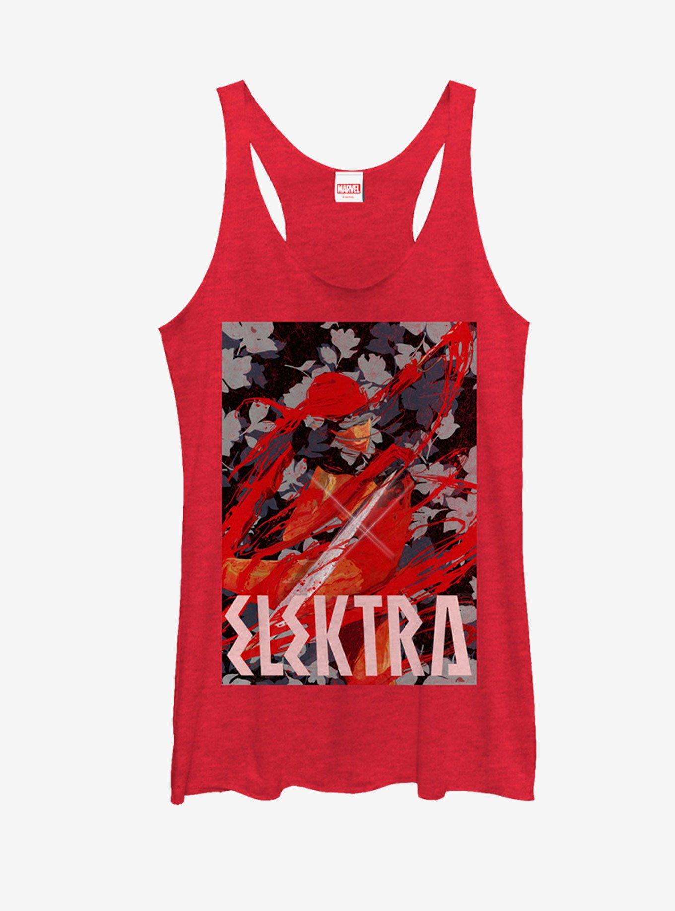 Marvel Elektra Sword Swipe Womens Tank, RED HTR, hi-res