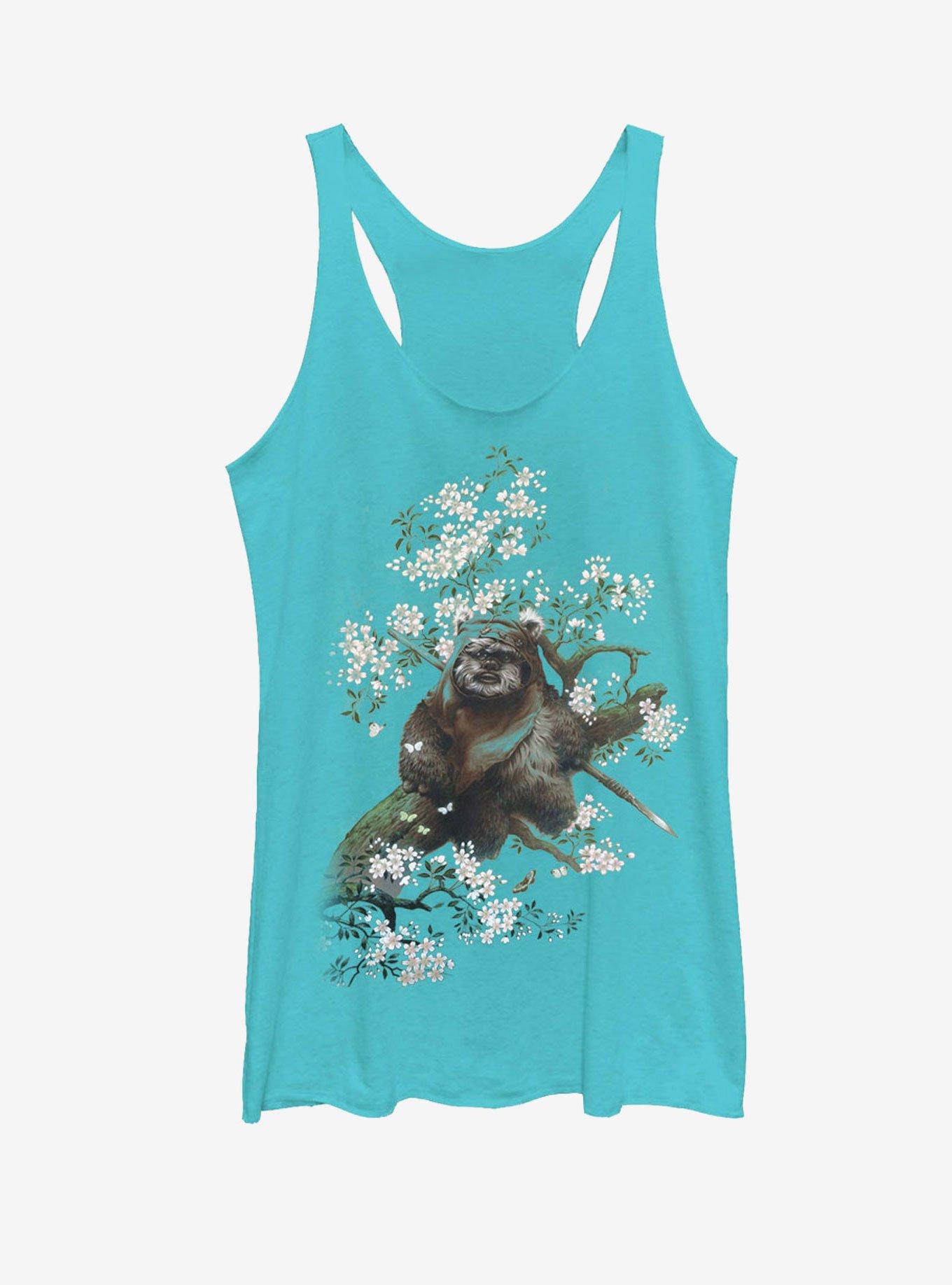 Star Wars Ewok in the Flowers Womens Tank, TAHI BLUE, hi-res