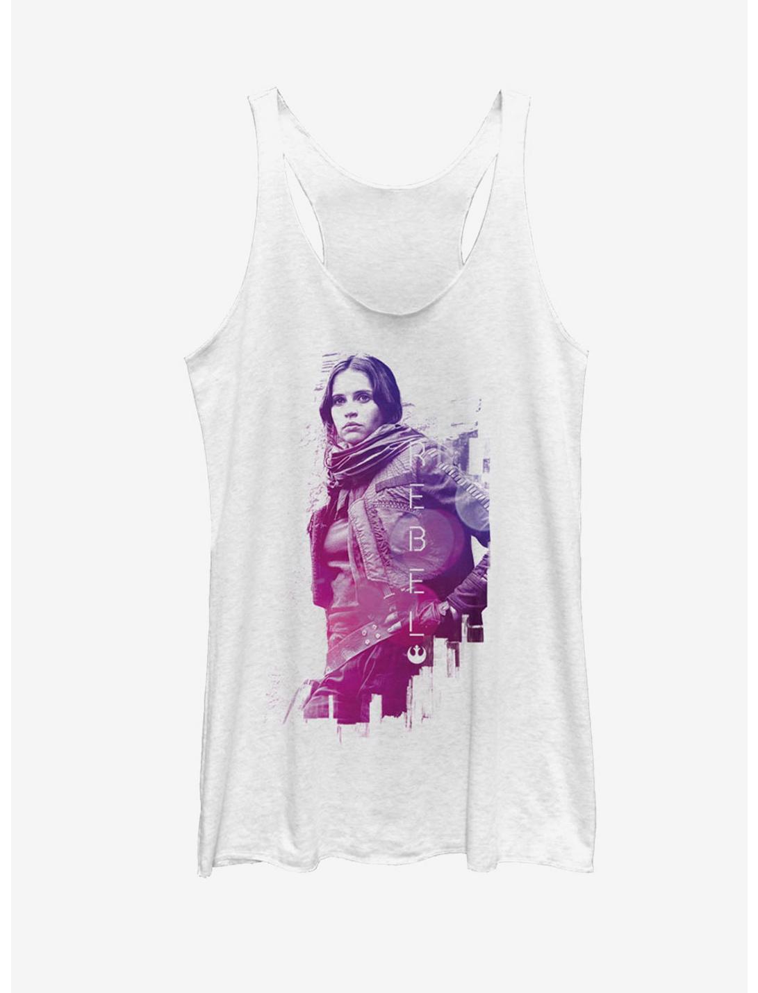 Star Wars Rogue One Jyn Rebel Stance Womens Tank Top, WHITE HTR, hi-res