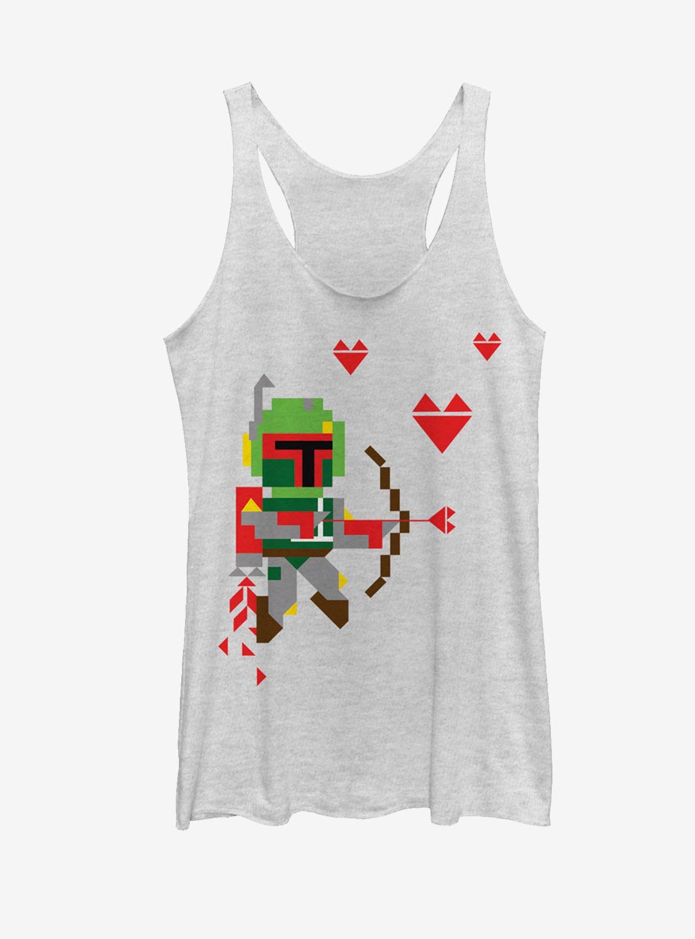 Star Wars Valentine's Day Boba Fett Cupid Womens Tank, WHITE HTR, hi-res