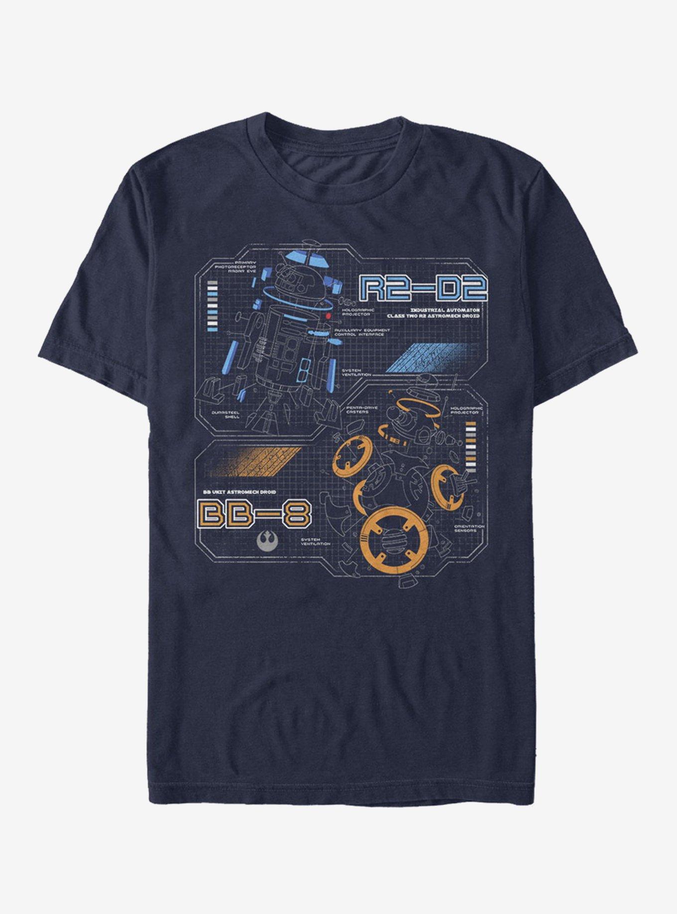 Star Wars: The Last Jedi Droid Schematics T-Shirt, NAVY, hi-res