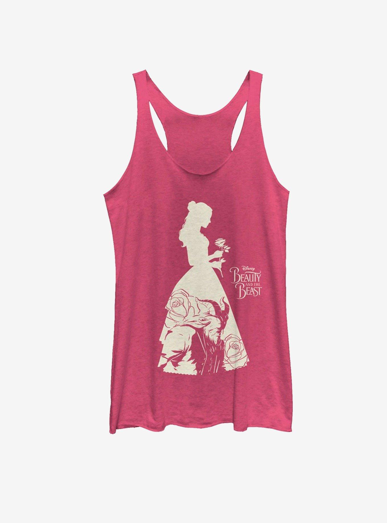 Disney Beauty And Beast Dress Silhouette Womens Tank, PINK HTR, hi-res