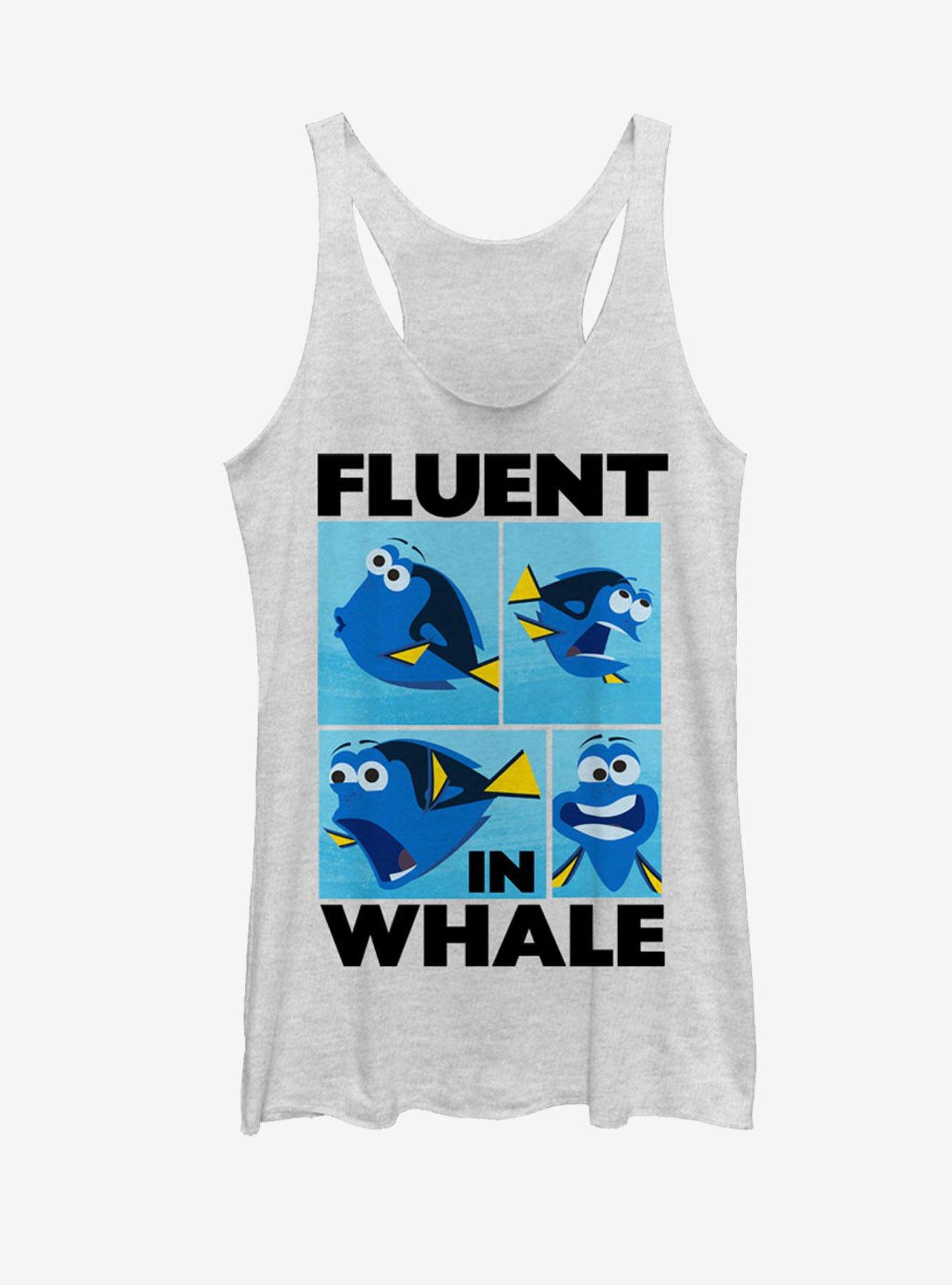 Disney Pixar Finding Nemo Fluent in Whale Womens Tank Top, WHITE HTR, hi-res