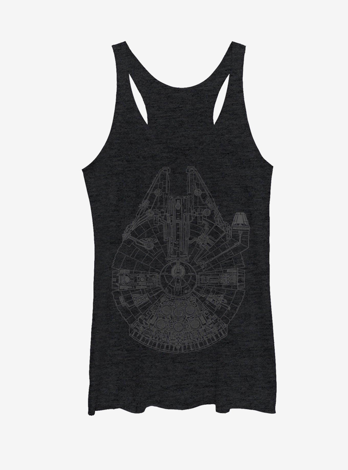 Star Wars Millennium Falcon Outline Womens Tank, , hi-res