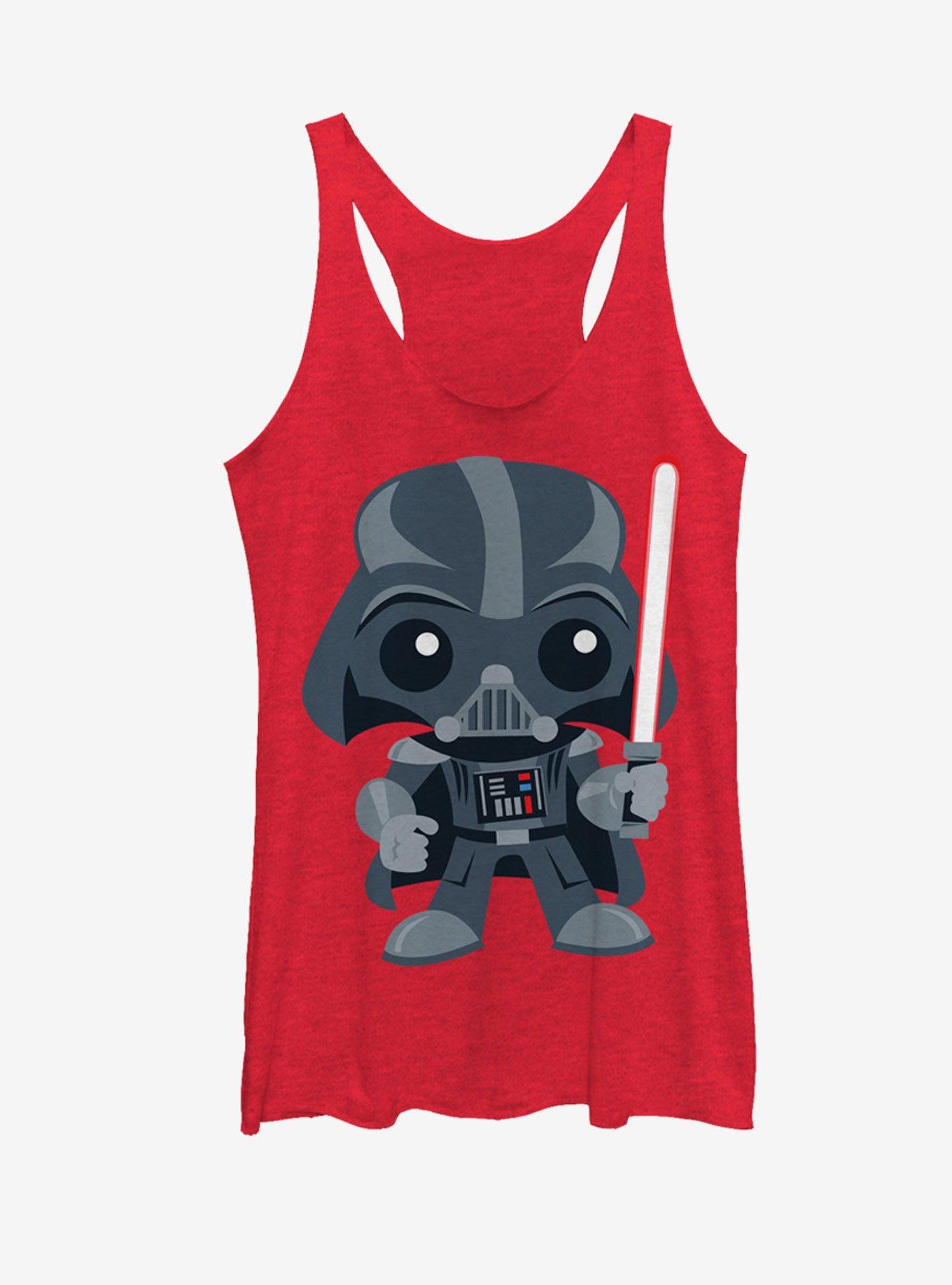 Star Wars Cute Cartoon Darth Vader Womens Tank, RED HTR, hi-res