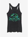 Jurassic Park Floral T Rex Logo Womens Tank, BLK HTR, hi-res