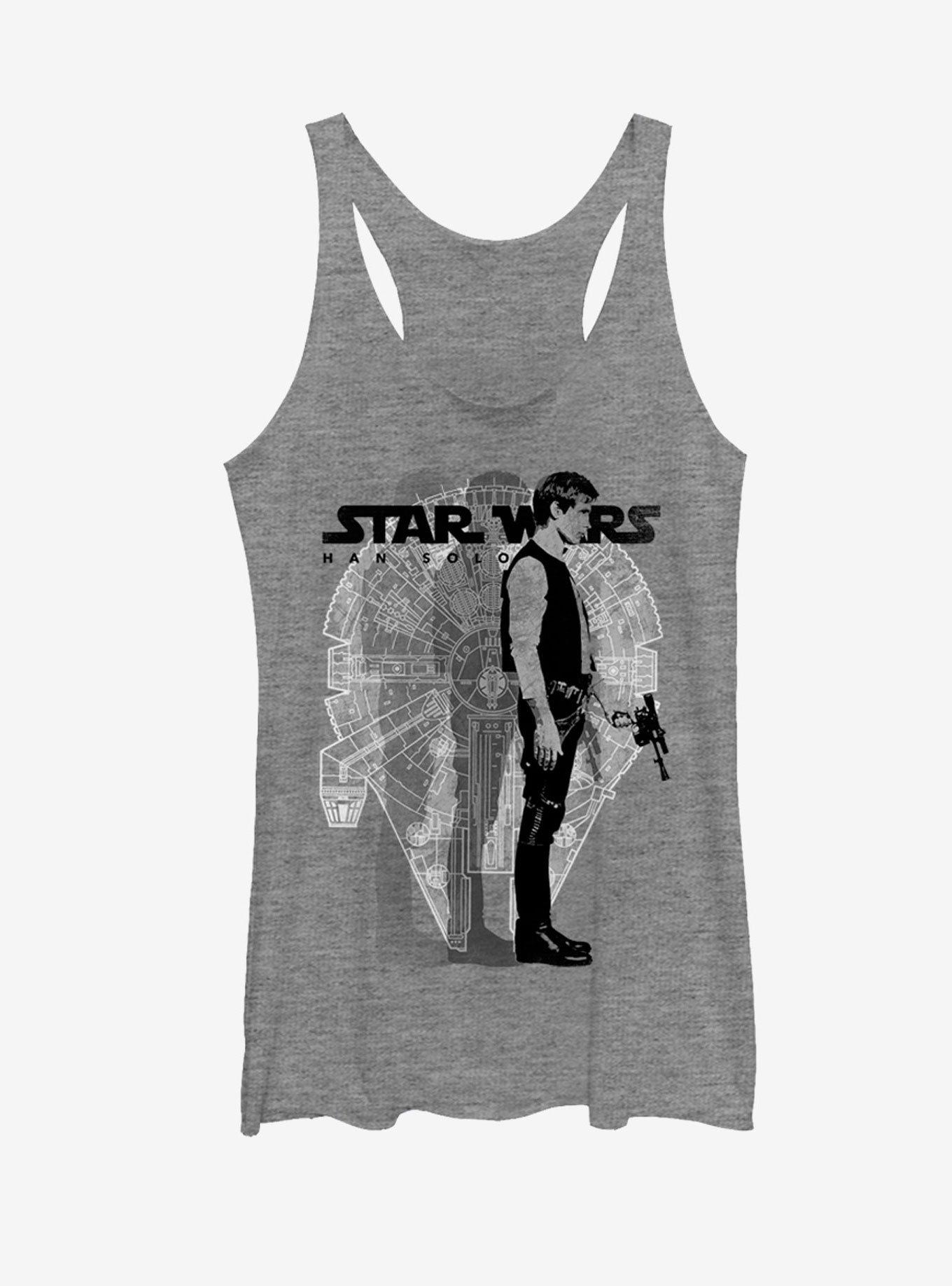 Star Wars Millennium Falcon Han Solo Womens Tank, GRAY HTR, hi-res
