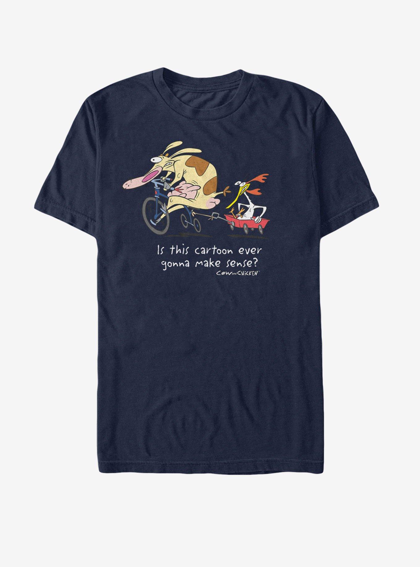 Cartoon Network Cow And Chicken Cartoon Makes Sense T-Shirt, NAVY, hi-res