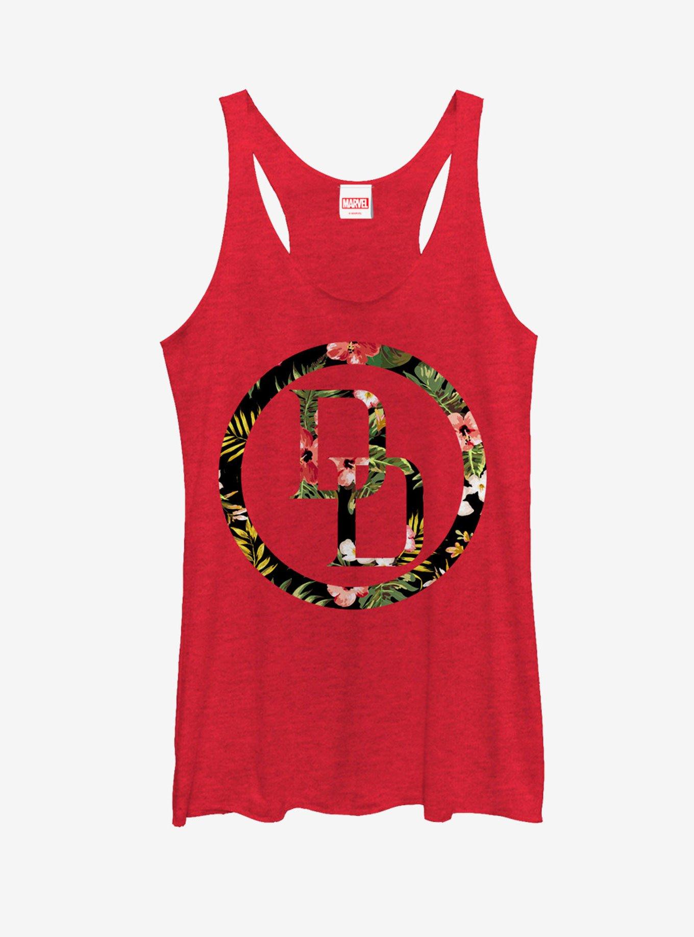 Marvel Daredevil Floral Logo Womens Tank, RED HTR, hi-res