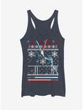 Star Wars Ugly Christmas Sweater Duel Womens Tank, NAVY HTR, hi-res