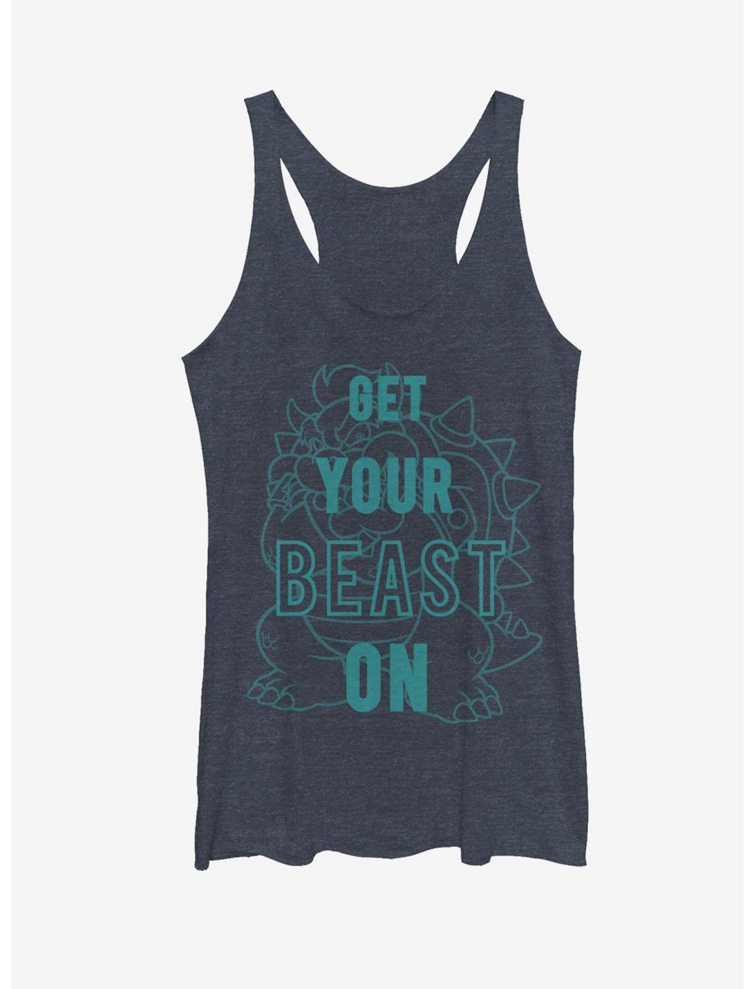 Nintendo Bowser Get Your Beast On Womens Tank, NAVY HTR, hi-res