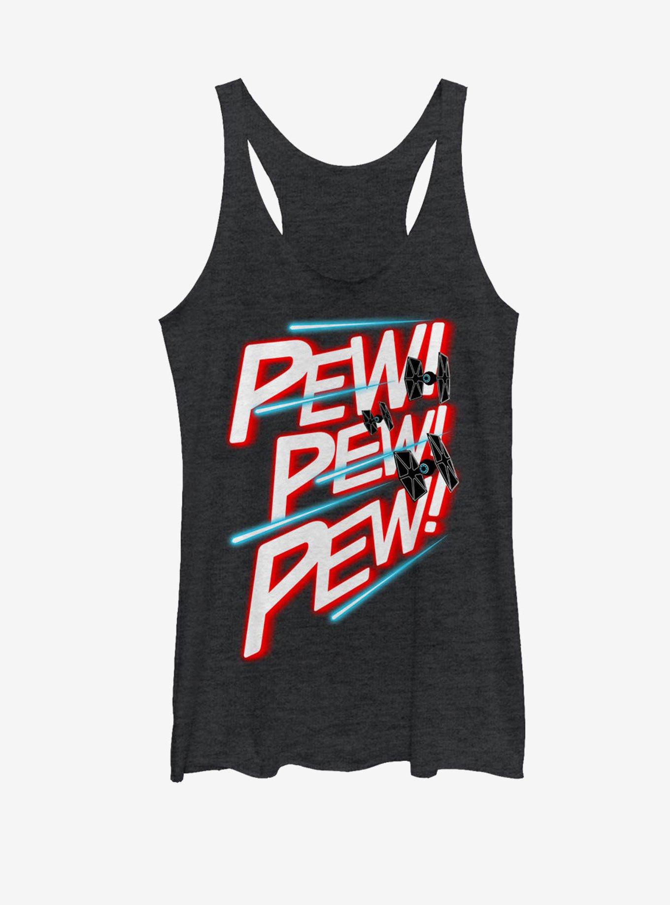 Star Wars TIE Fighter Pew Pew Pew Womens Tank, BLK HTR, hi-res