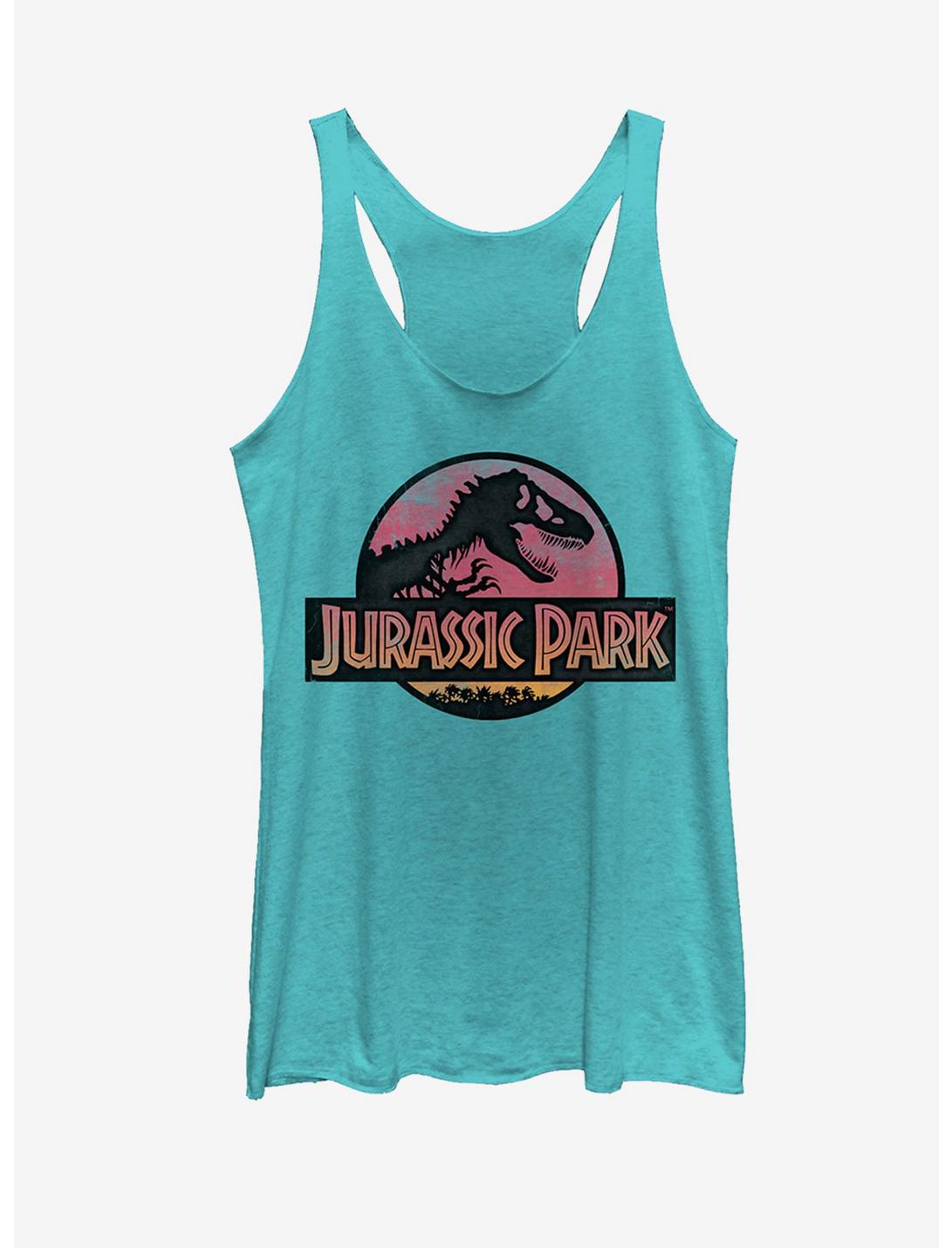 Jurassic Park Logo Watercolor Print Womens Tank, TAHI BLUE, hi-res